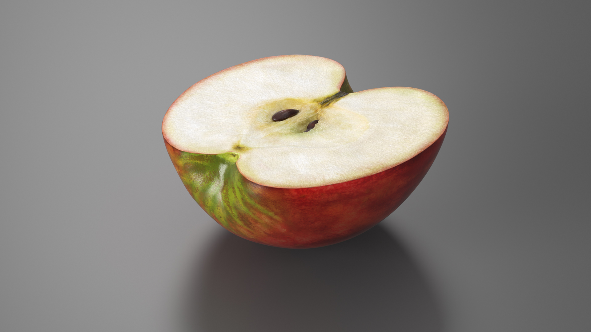 3D Half Sliced Red Apple