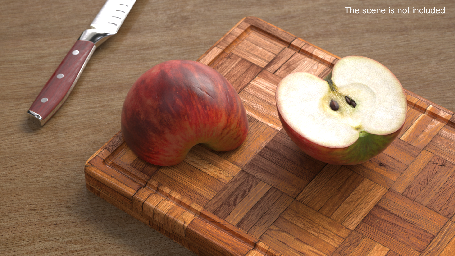 3D Half Sliced Red Apple