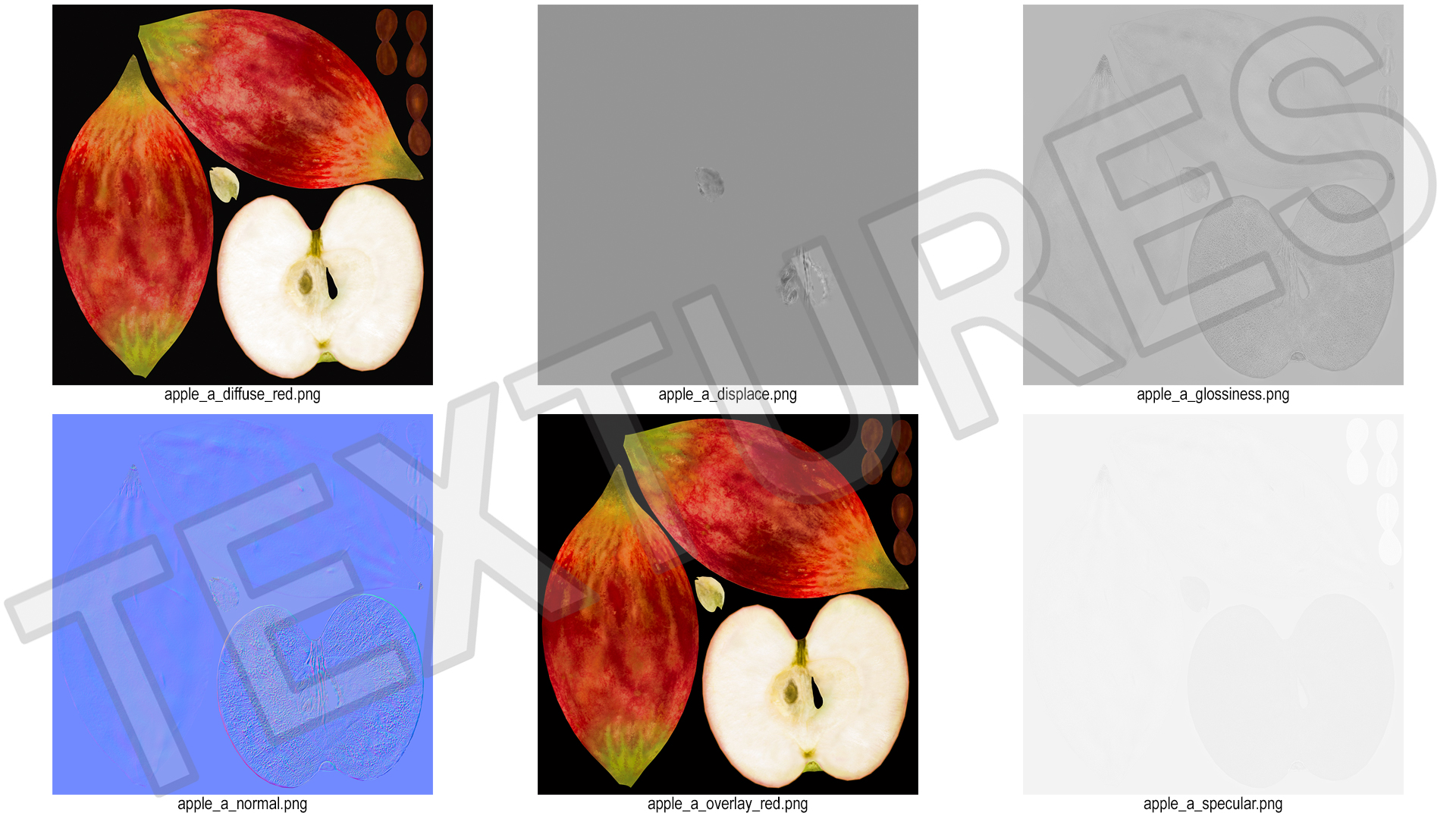 3D Half Sliced Red Apple