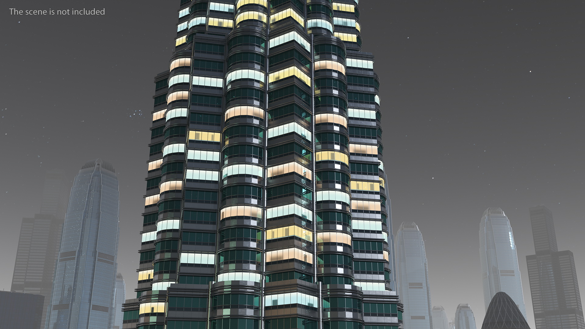 Skyscraper Tower Night Glow 3D