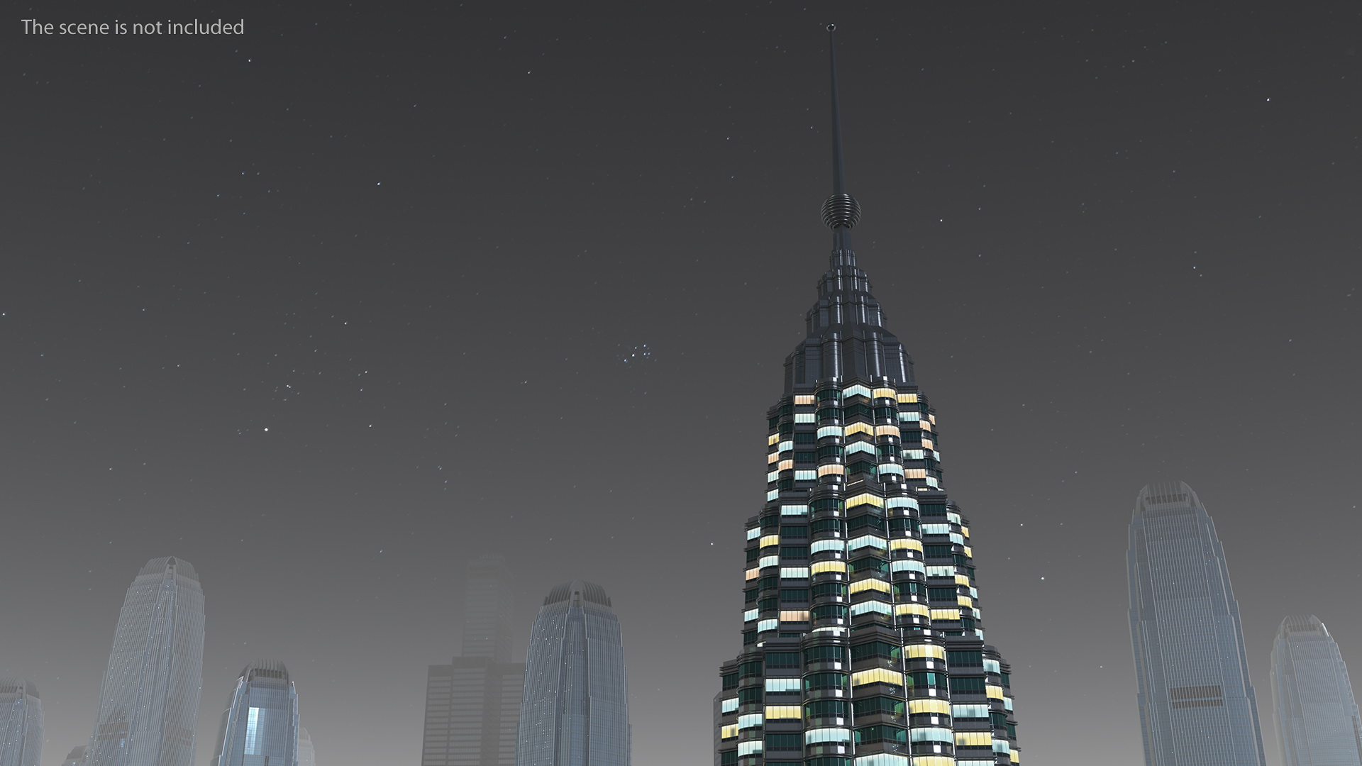 Skyscraper Tower Night Glow 3D