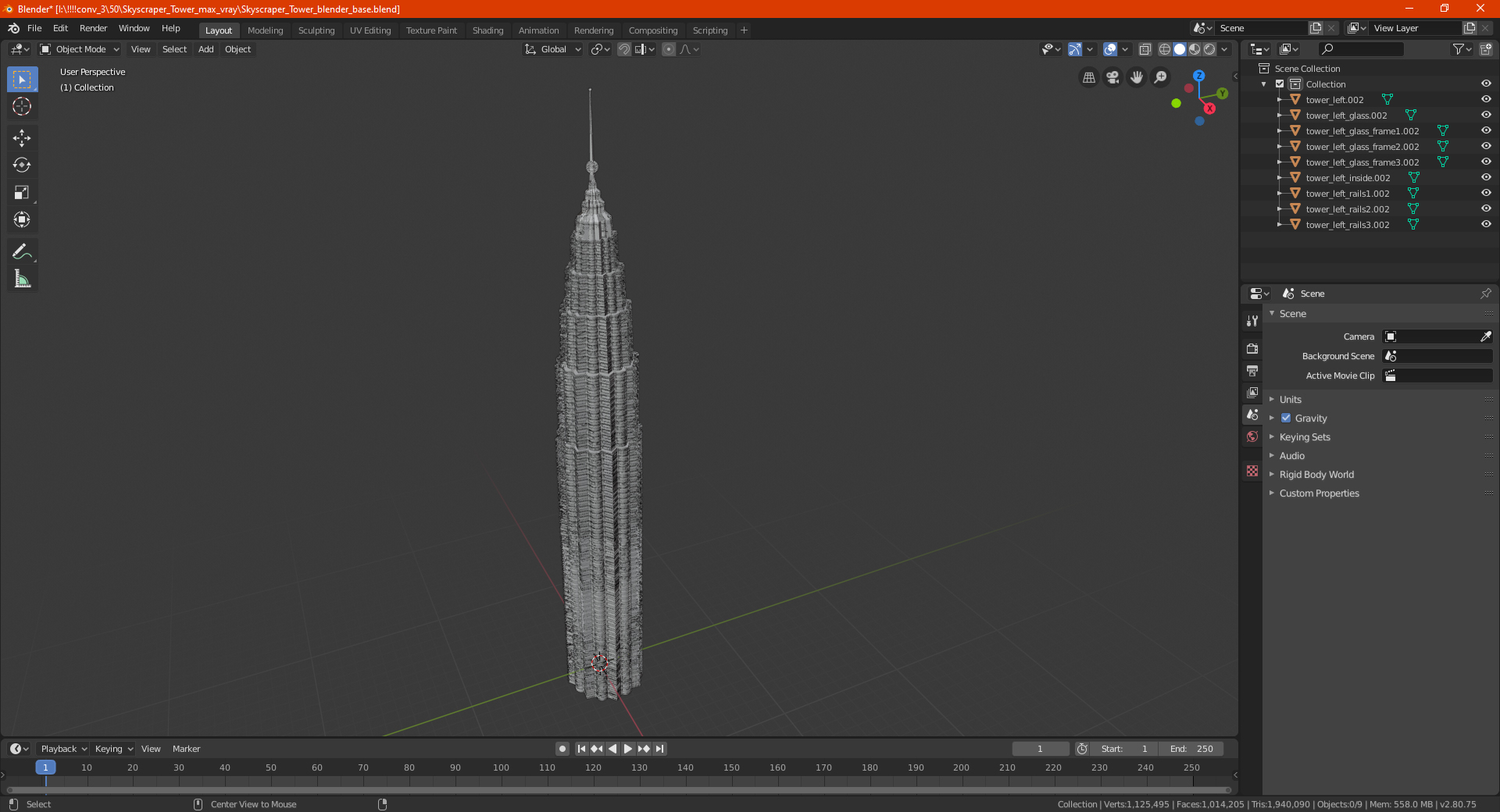 Skyscraper Tower Night Glow 3D