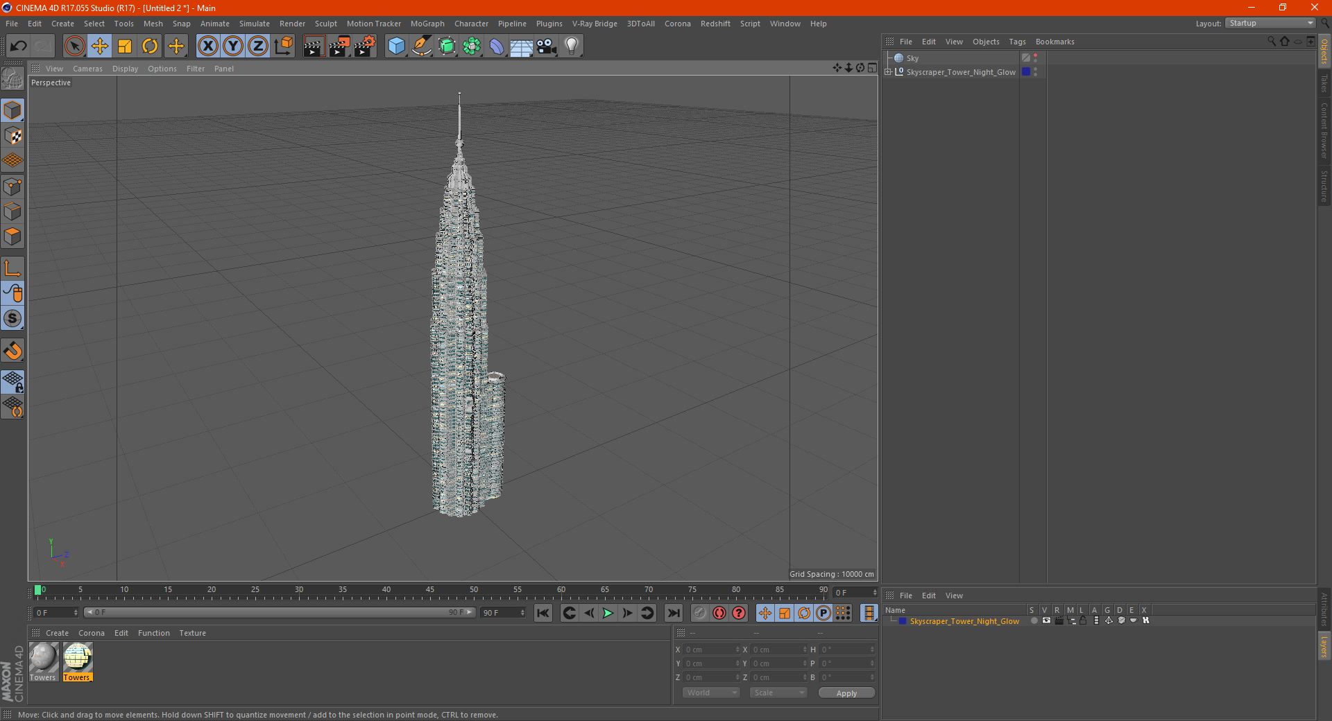 Skyscraper Tower Night Glow 3D