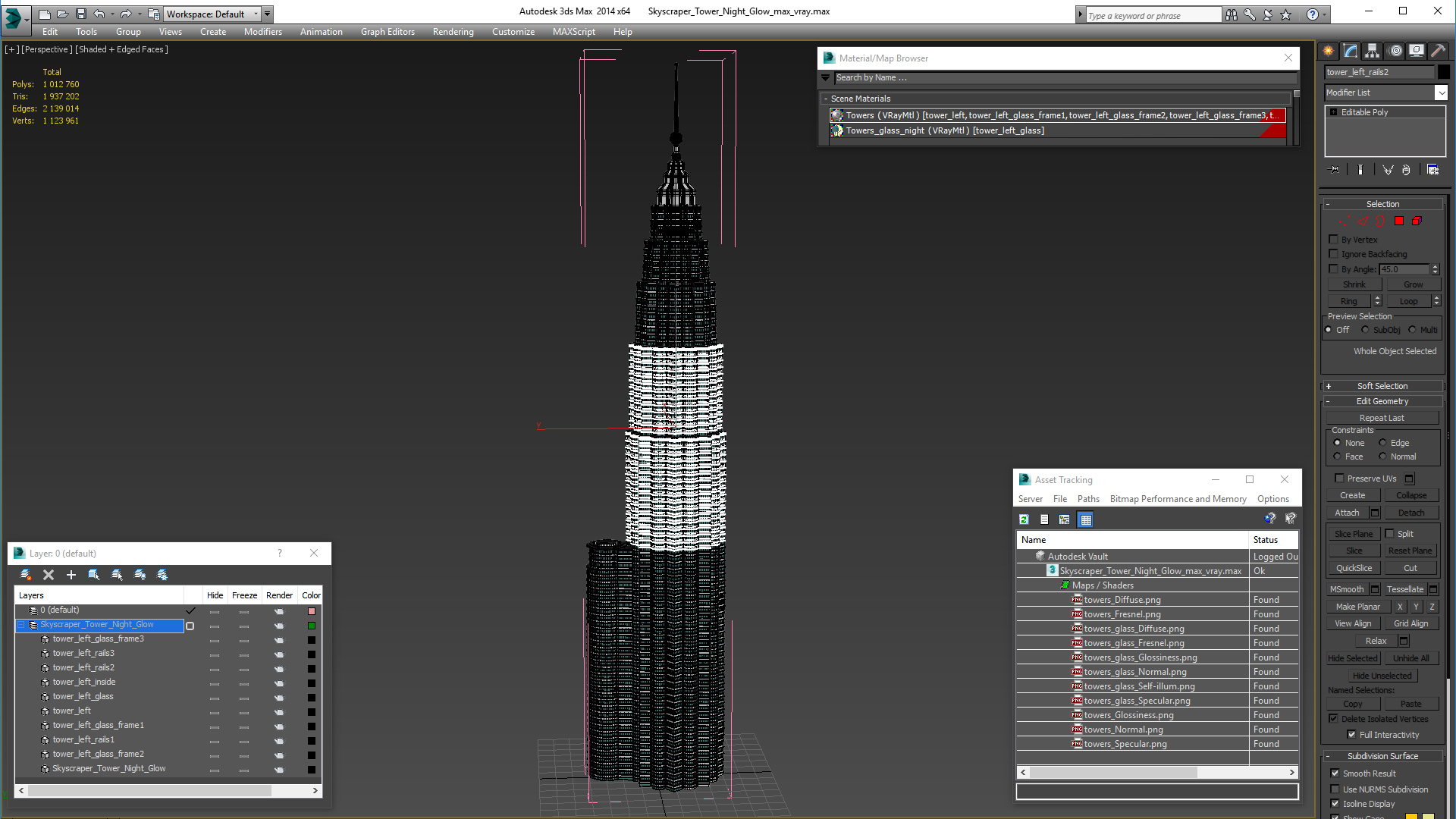 Skyscraper Tower Night Glow 3D