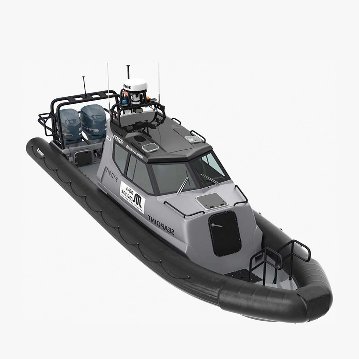 3D model Boat Grey Waverider 1060 GRP Cabin Rigged for Cinema 4D