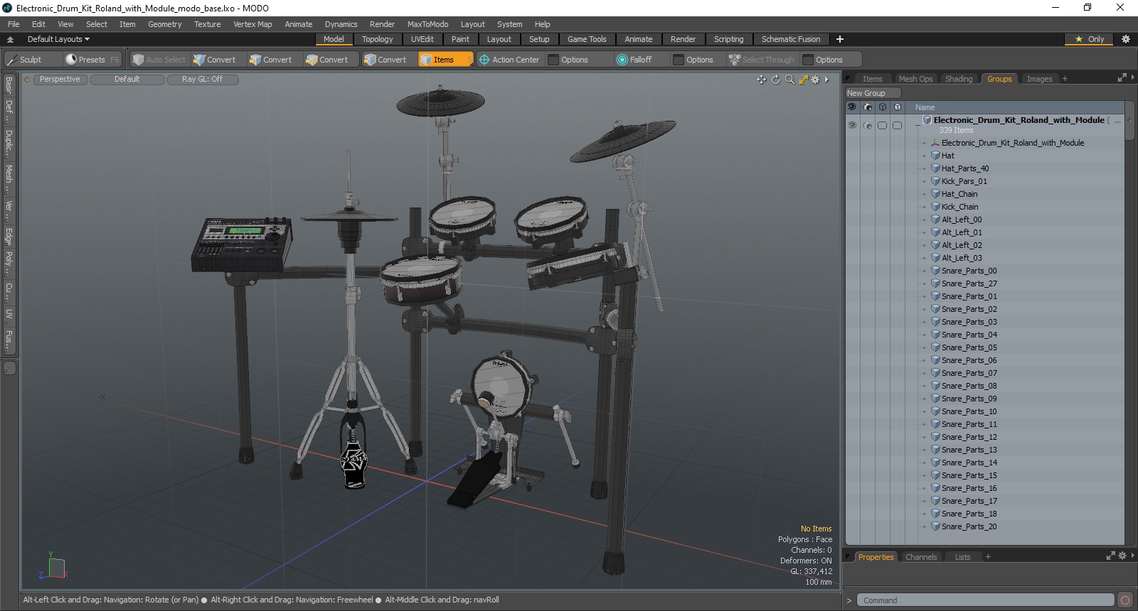 3D Electronic Drum Kit Roland with Module model