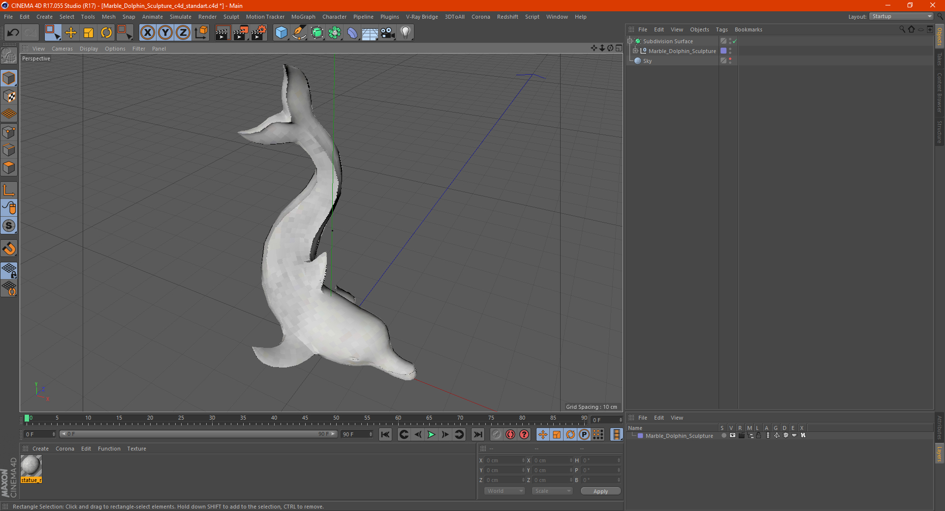Marble Dolphin Sculpture for 3D Print 3D