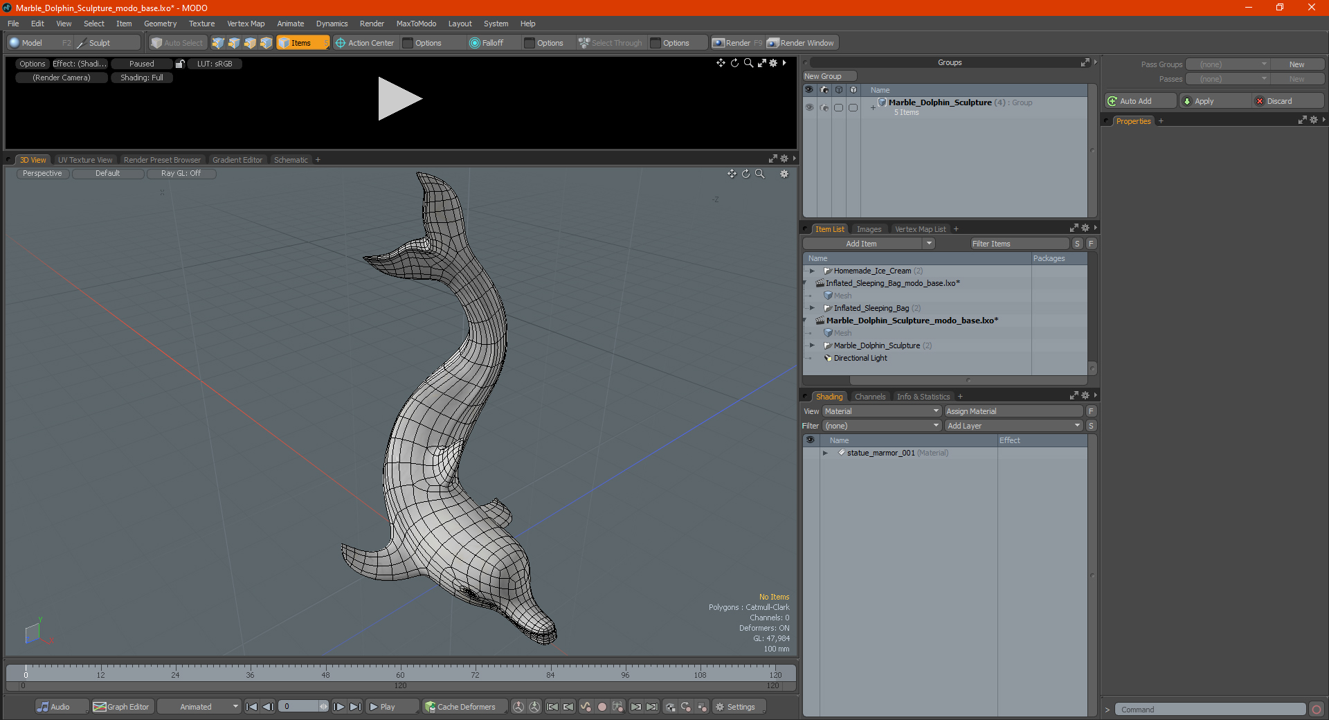 Marble Dolphin Sculpture for 3D Print 3D