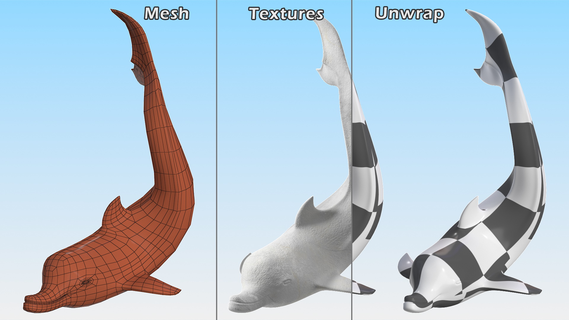 Marble Dolphin Sculpture for 3D Print 3D
