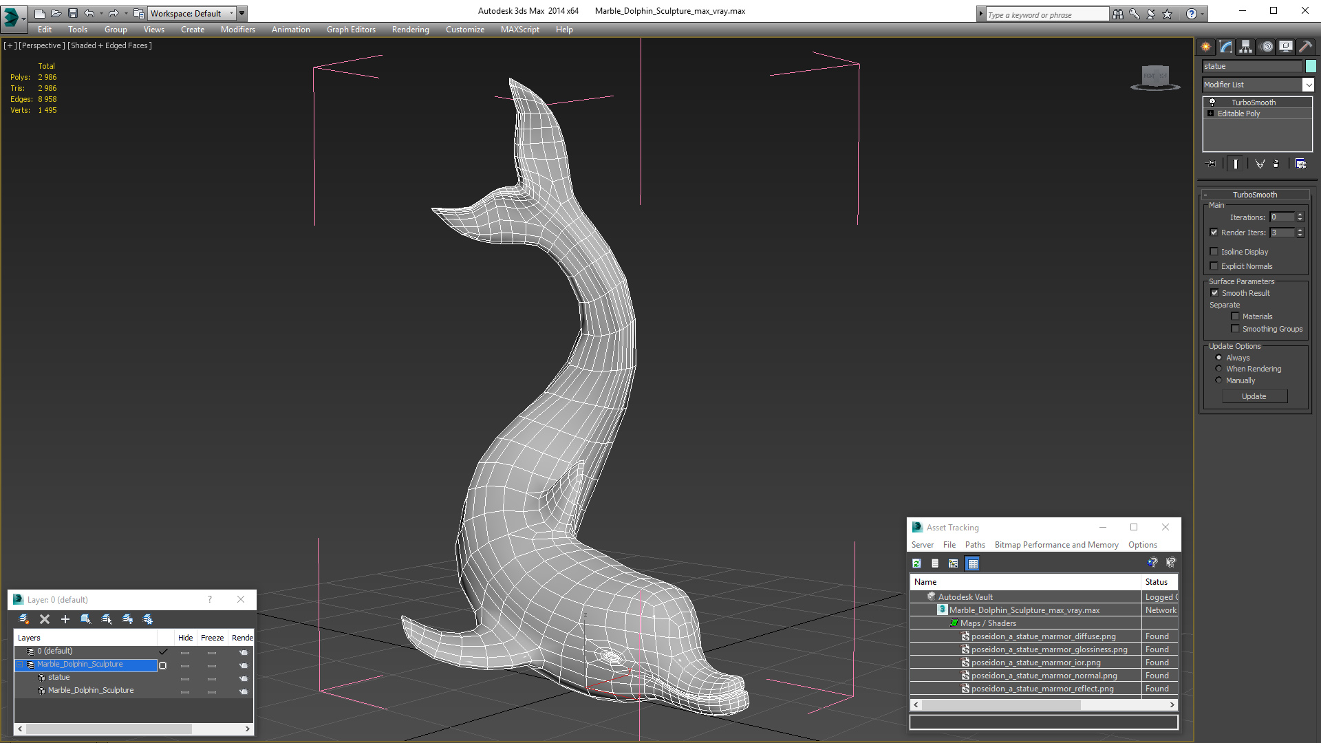 Marble Dolphin Sculpture for 3D Print 3D