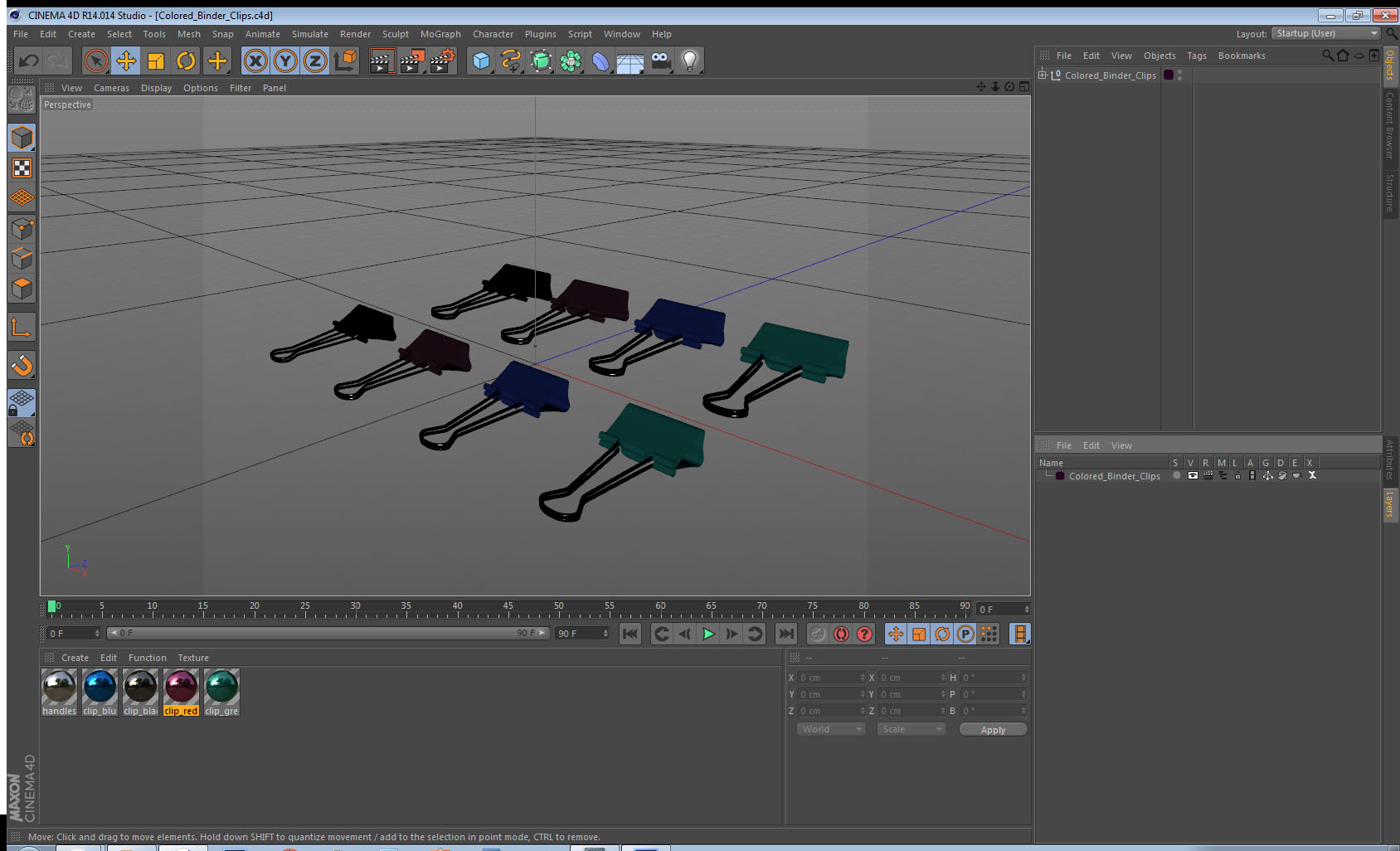 3D model Colored Binder Clips