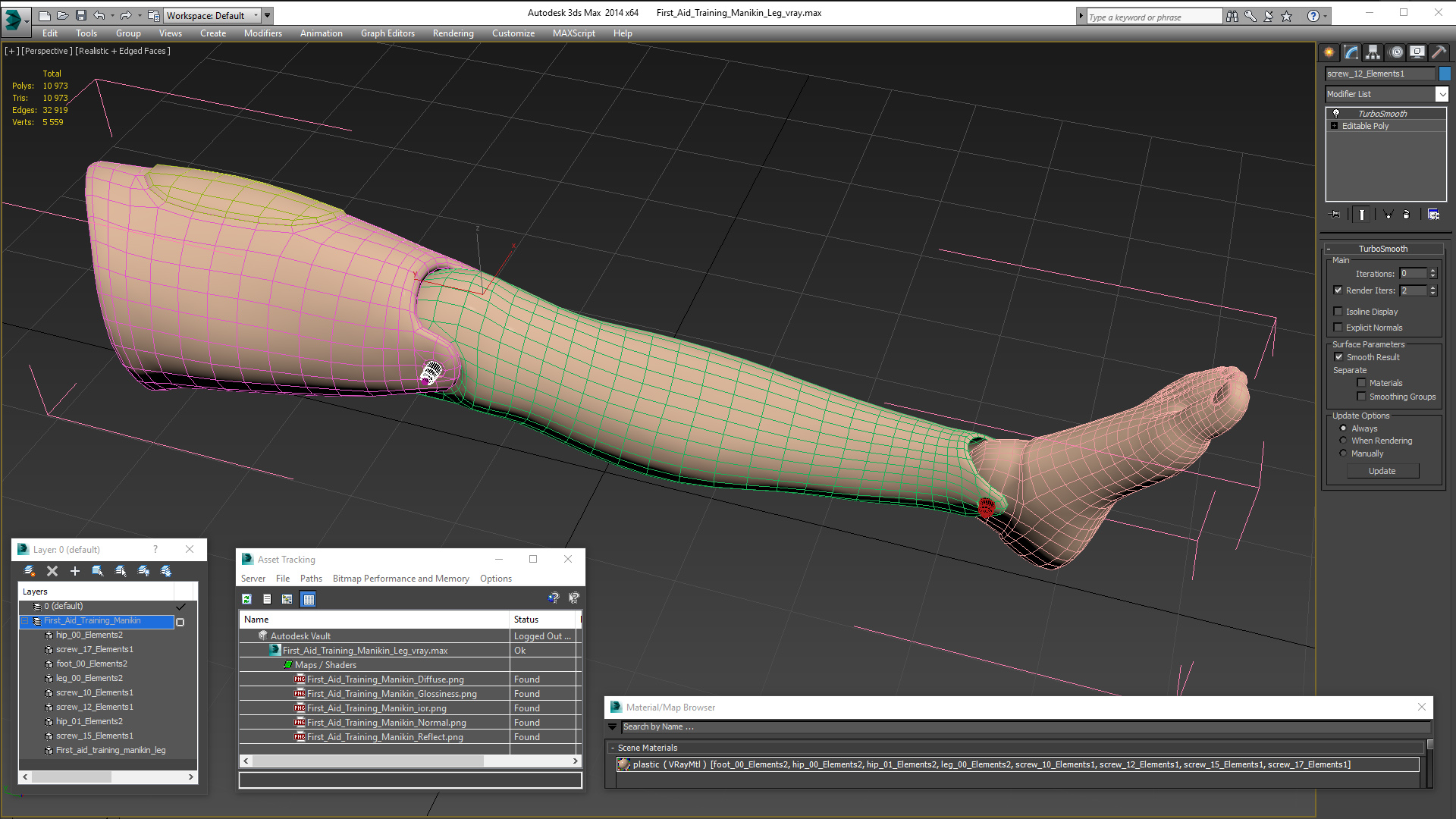 3D model First Aid Training Manikin Leg