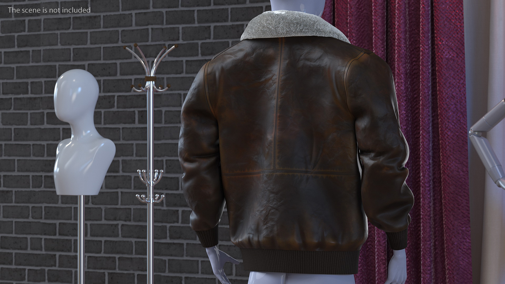 3D Real Leather Aviator Jacket Brown Old Fur