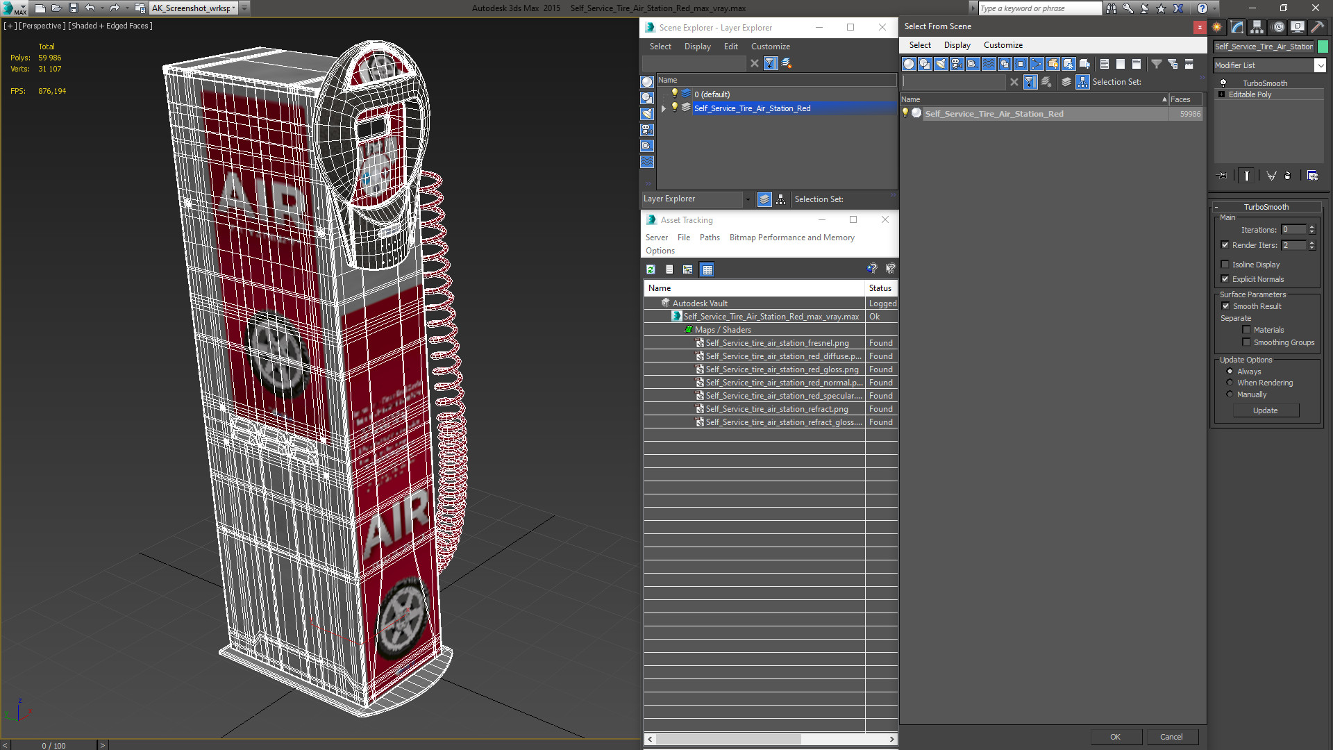 3D Self Service Tire Air Station Red model