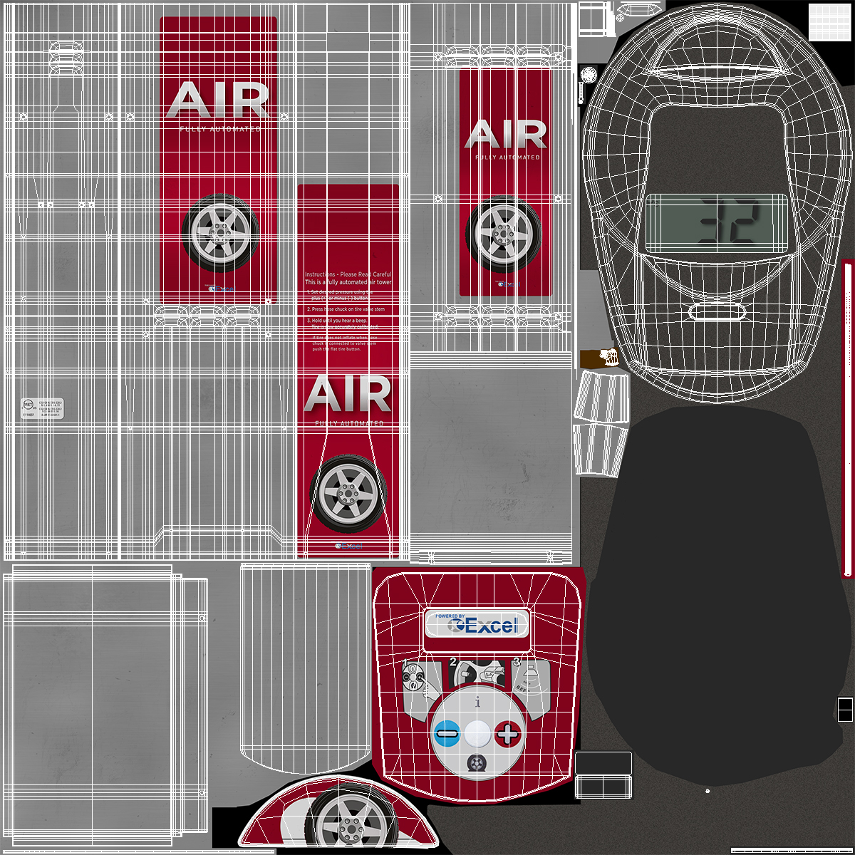 3D Self Service Tire Air Station Red model