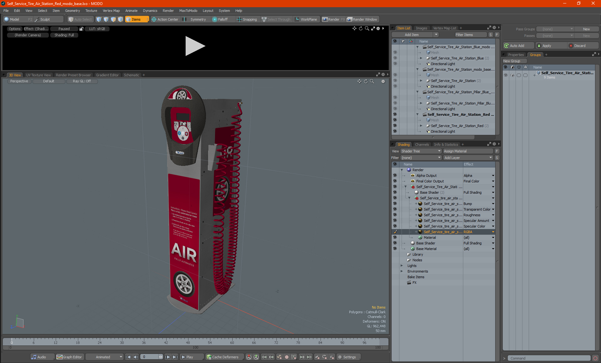 3D Self Service Tire Air Station Red model