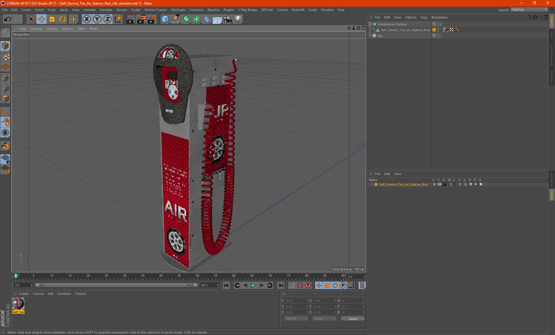 3D Self Service Tire Air Station Red model
