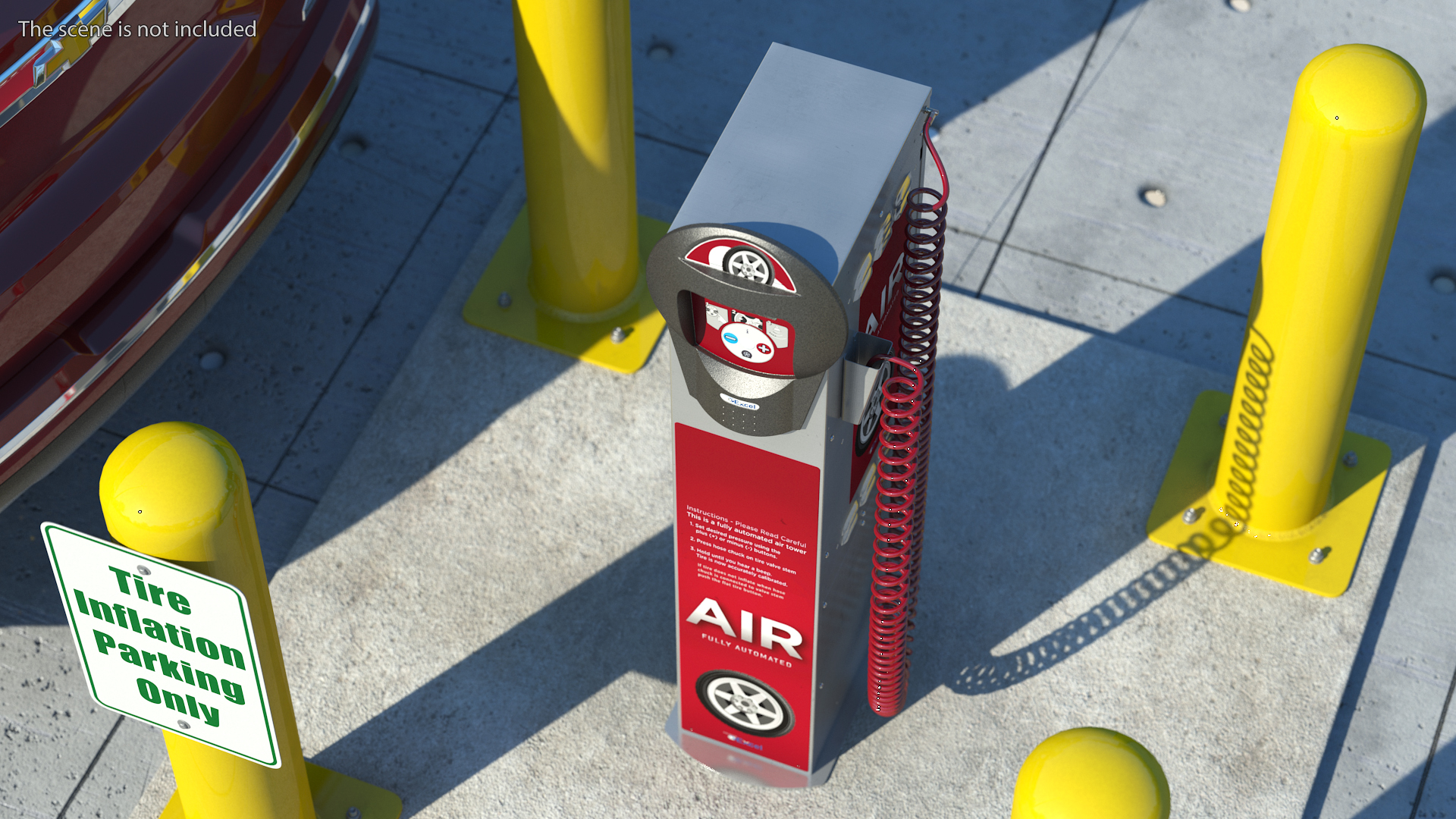 3D Self Service Tire Air Station Red model