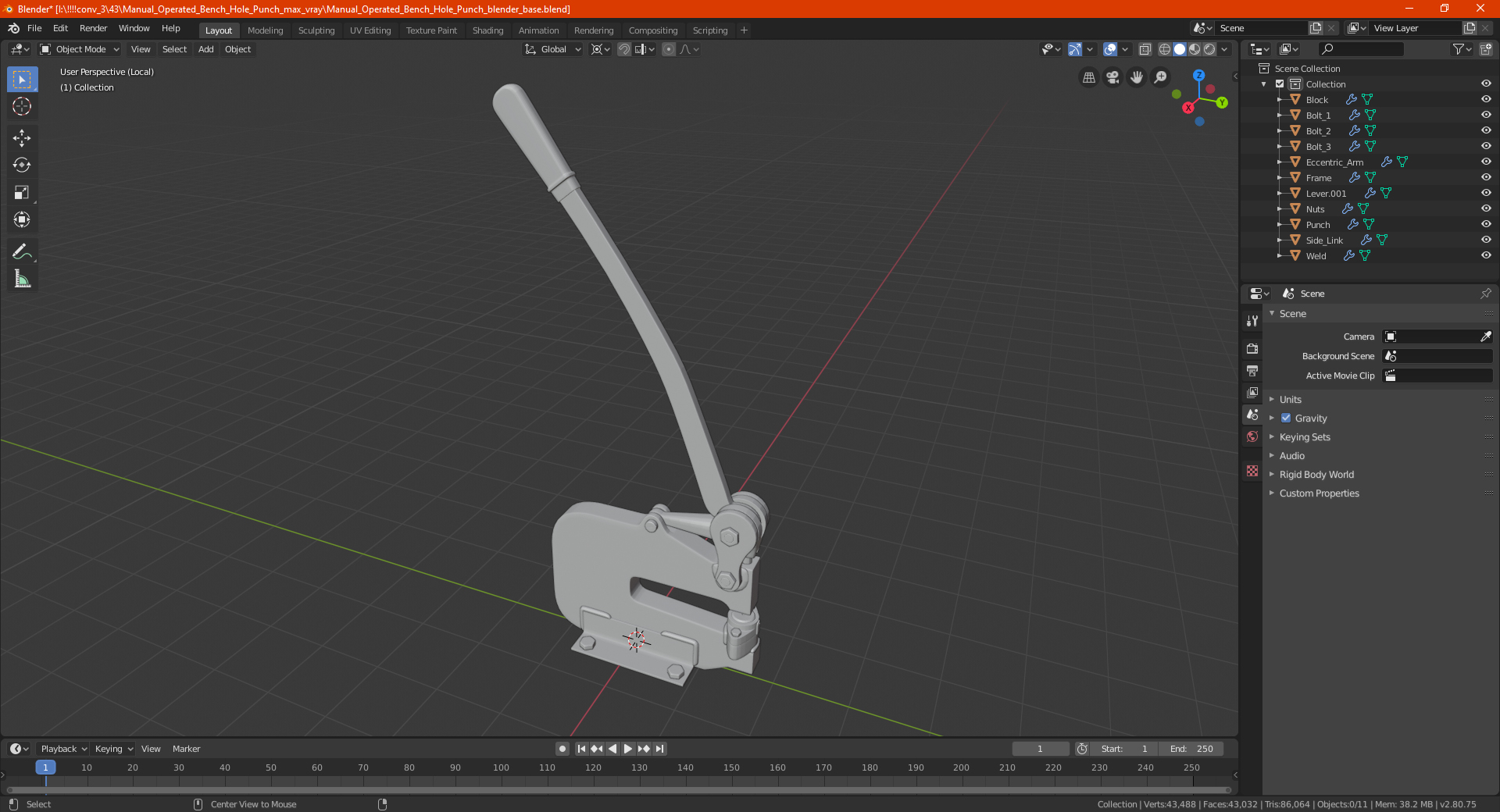 Manual Operated Bench Hole Punch 3D