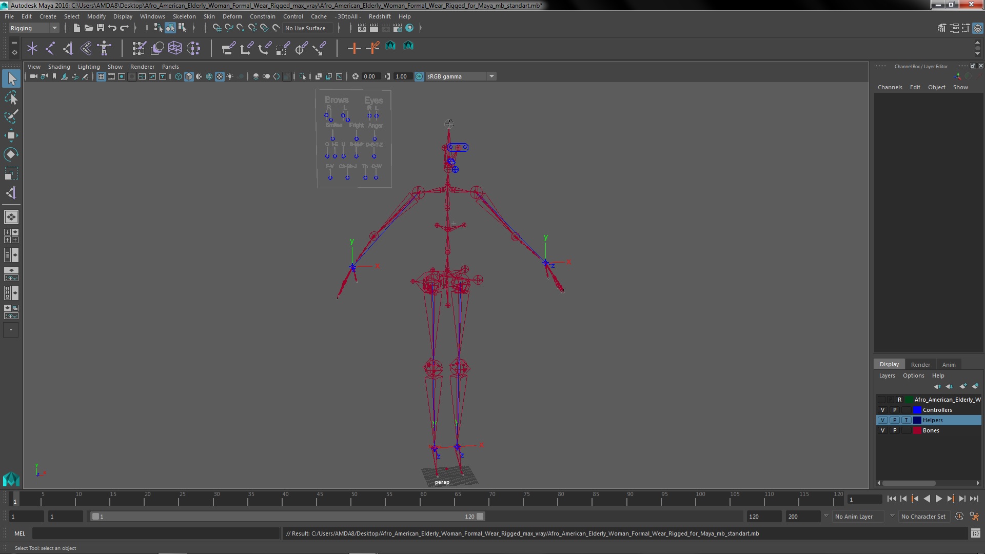 3D model Afro American Elderly Woman Formal Wear Rigged for Maya