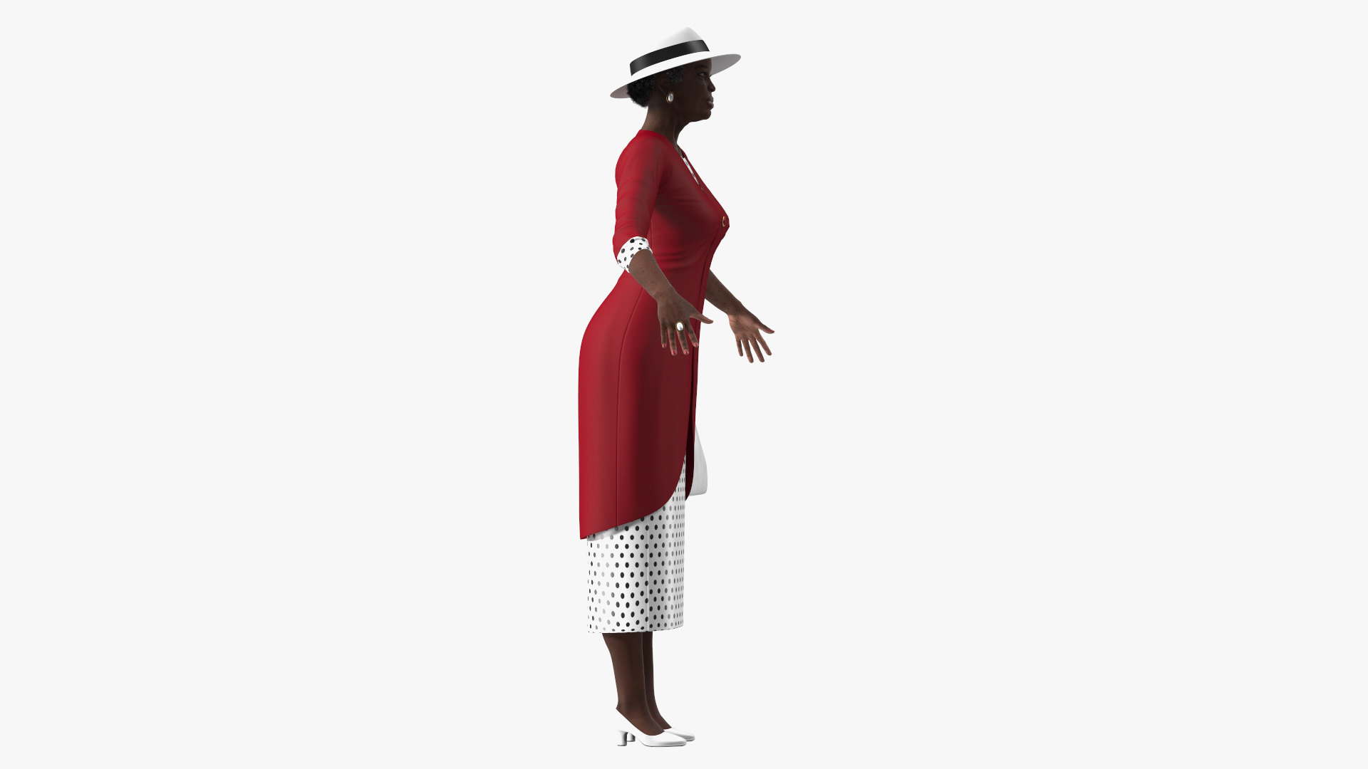 3D model Afro American Elderly Woman Formal Wear Rigged for Maya