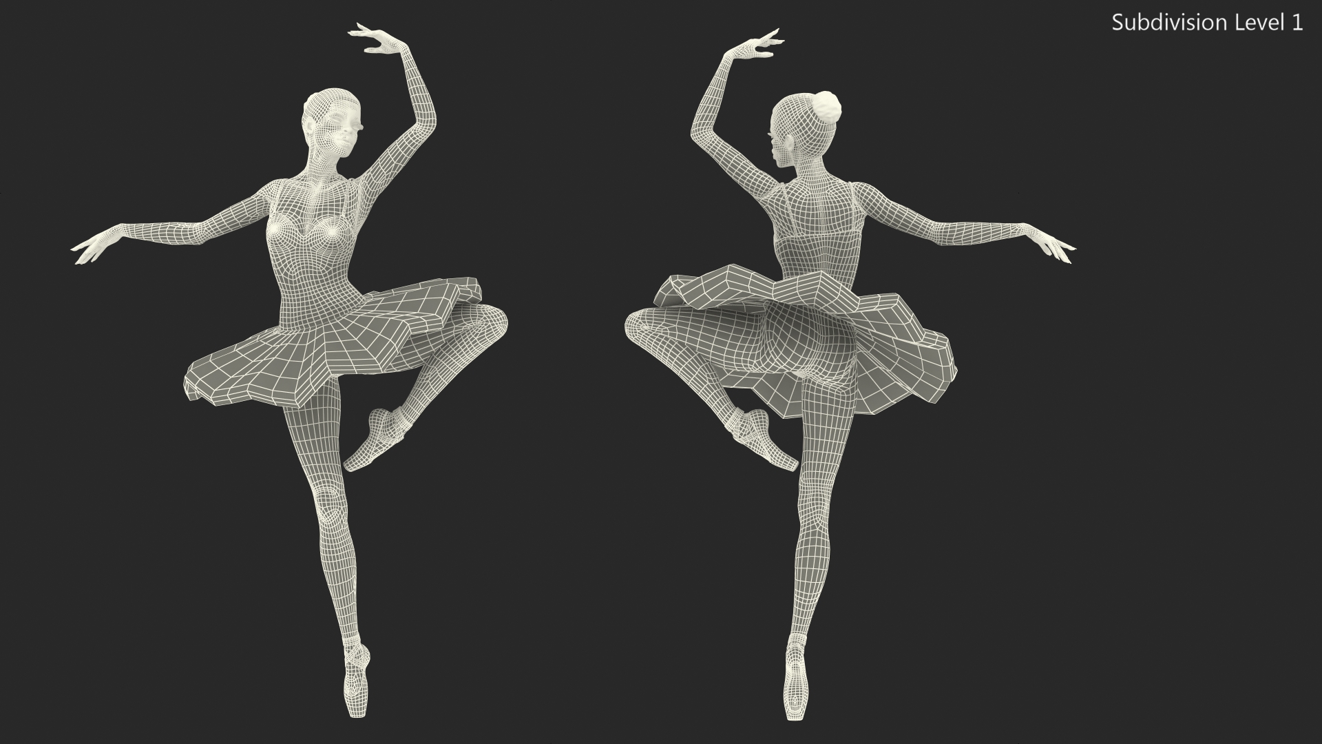 Light Skinned Black Ballerina Dancing Pose 3D