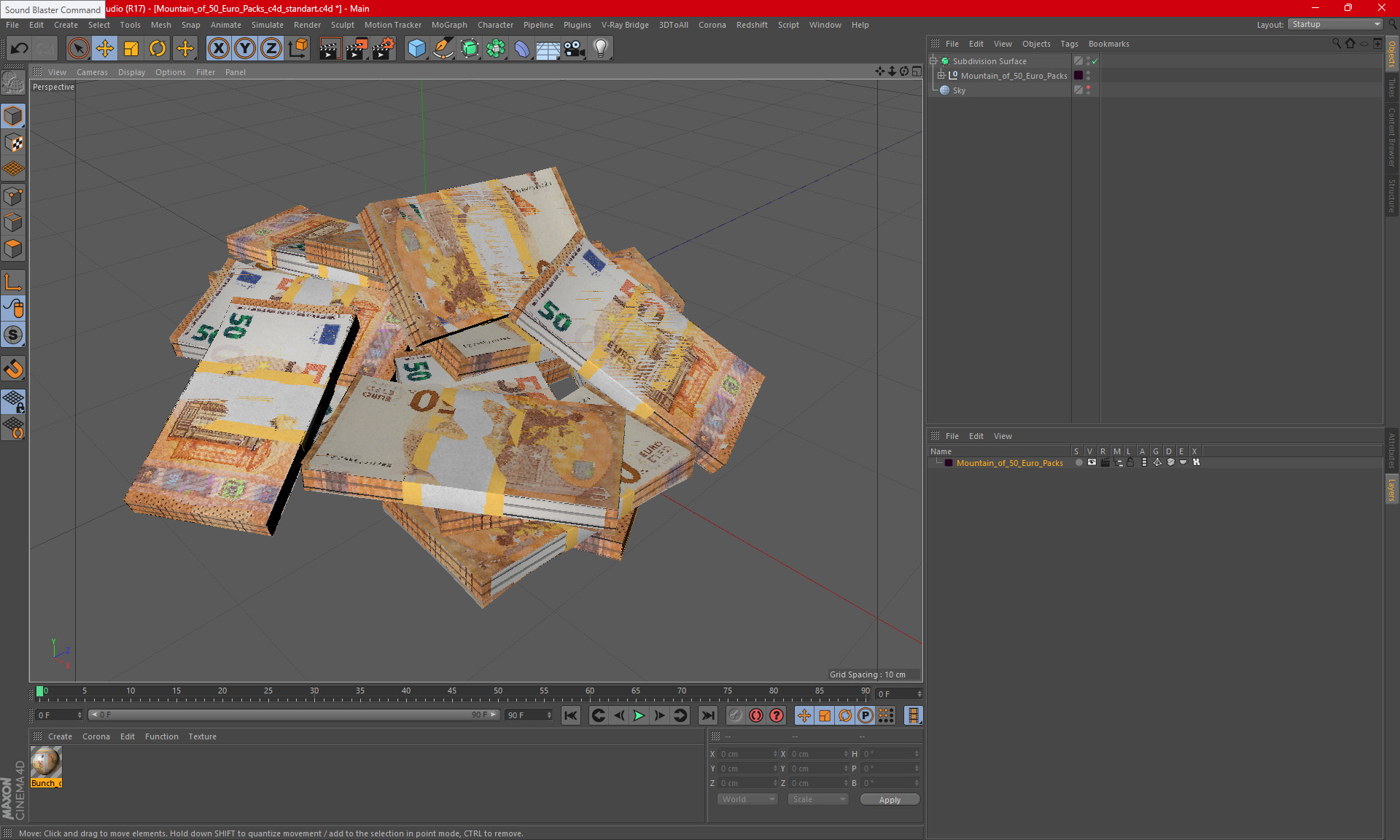 3D model Mountain of 50 Euro Packs