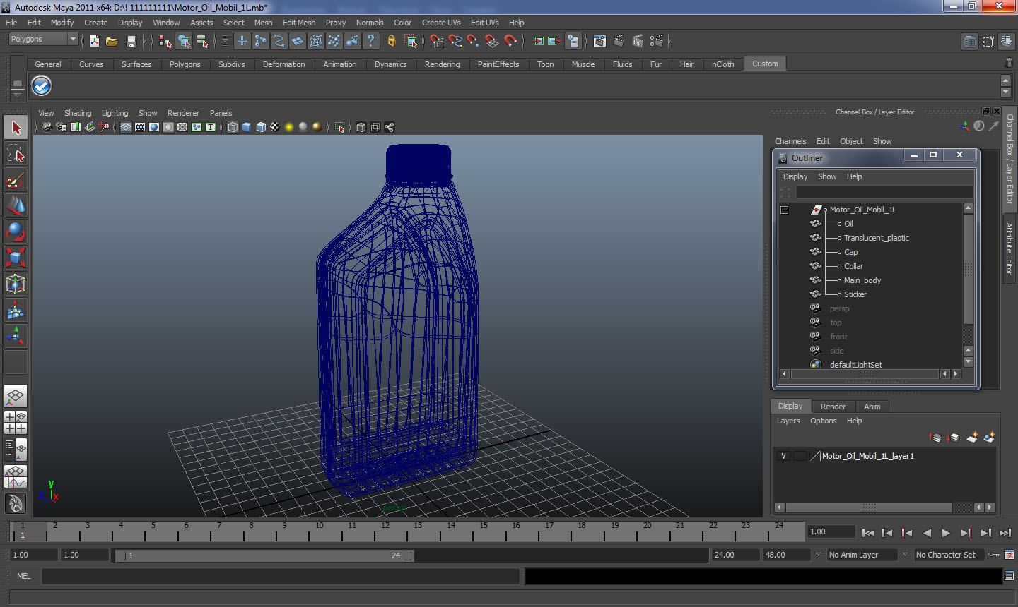 3D Motor Oil Mobil 1L model