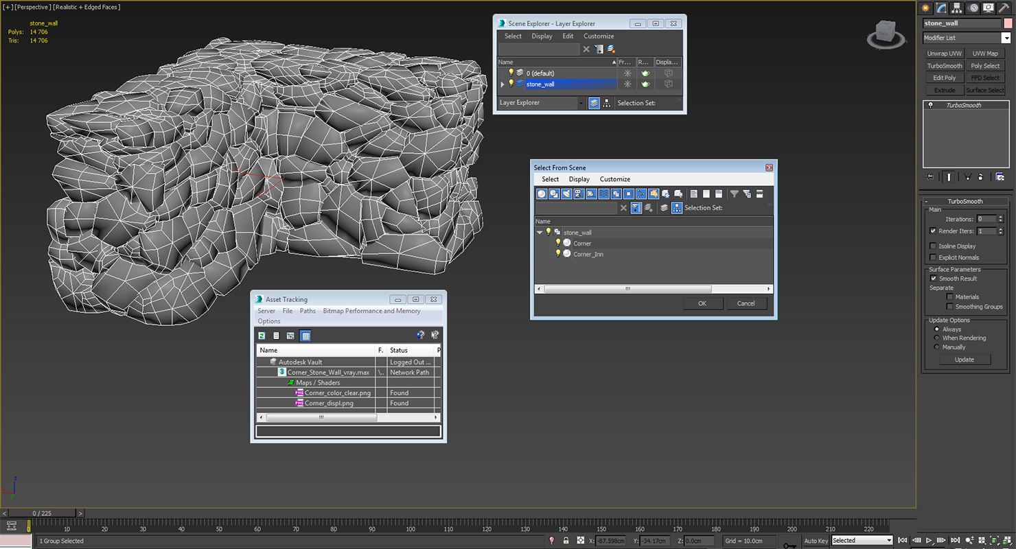 Corner Stone Wall 3D