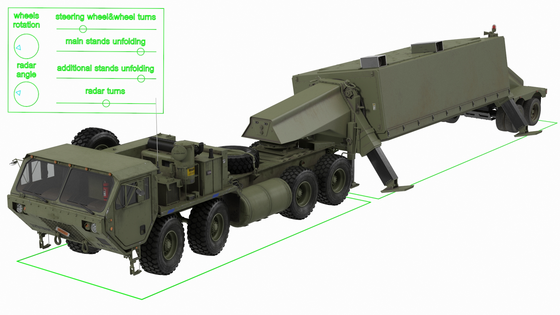 3D model Tractor with TPY2 Radar Rigged