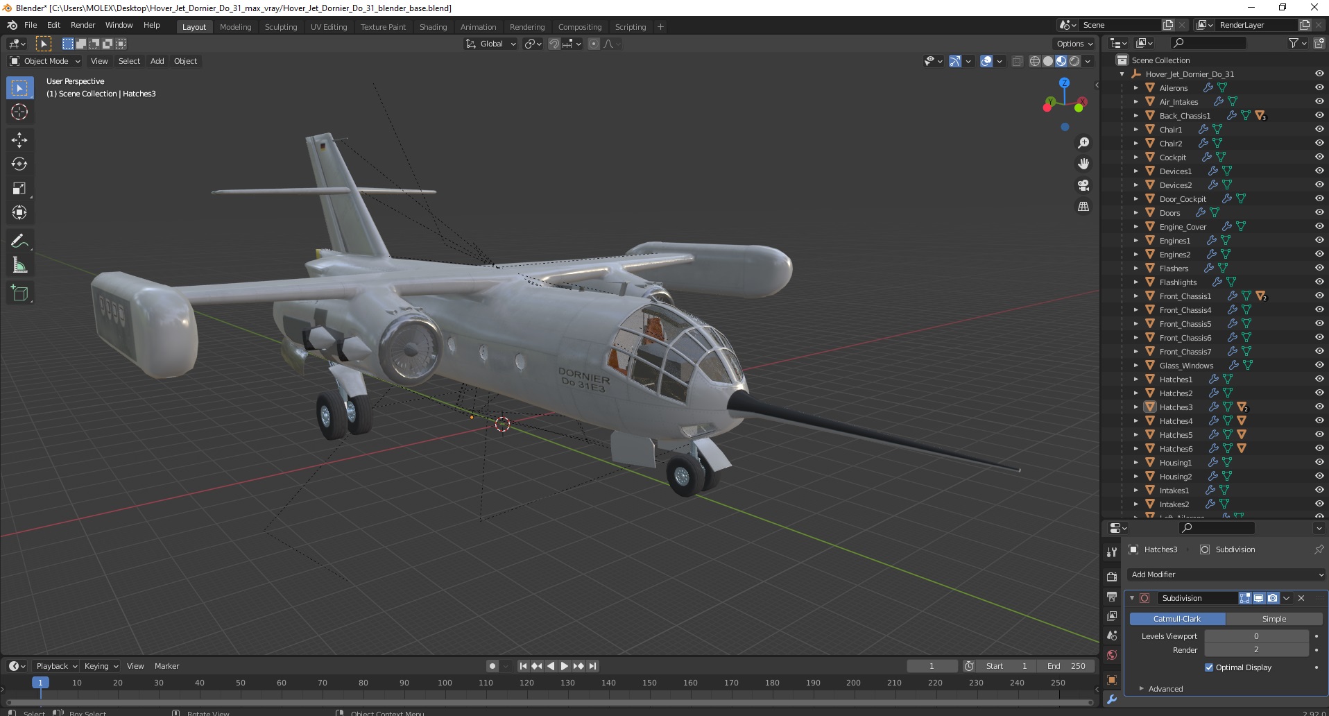 3D Hover Jet Dornier Do 31 model