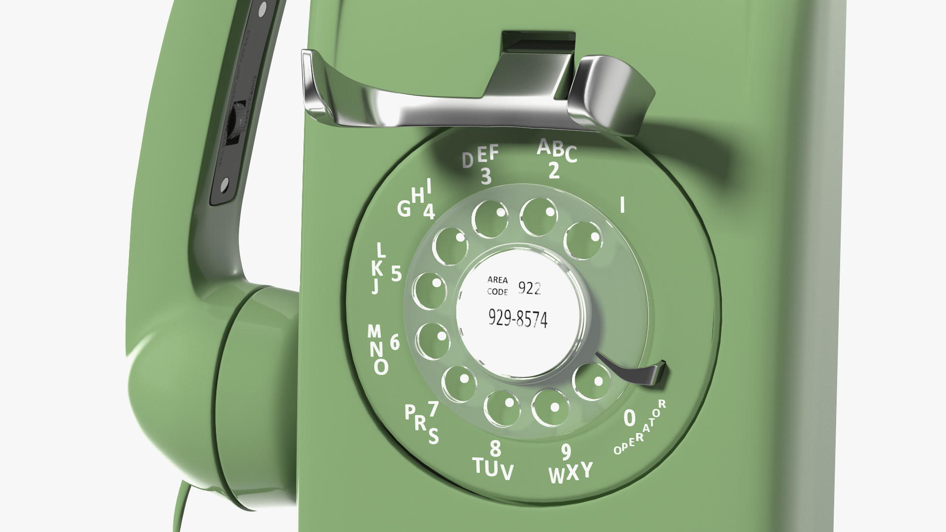 3D model Vintage Landline Rotary Wall Phone Green