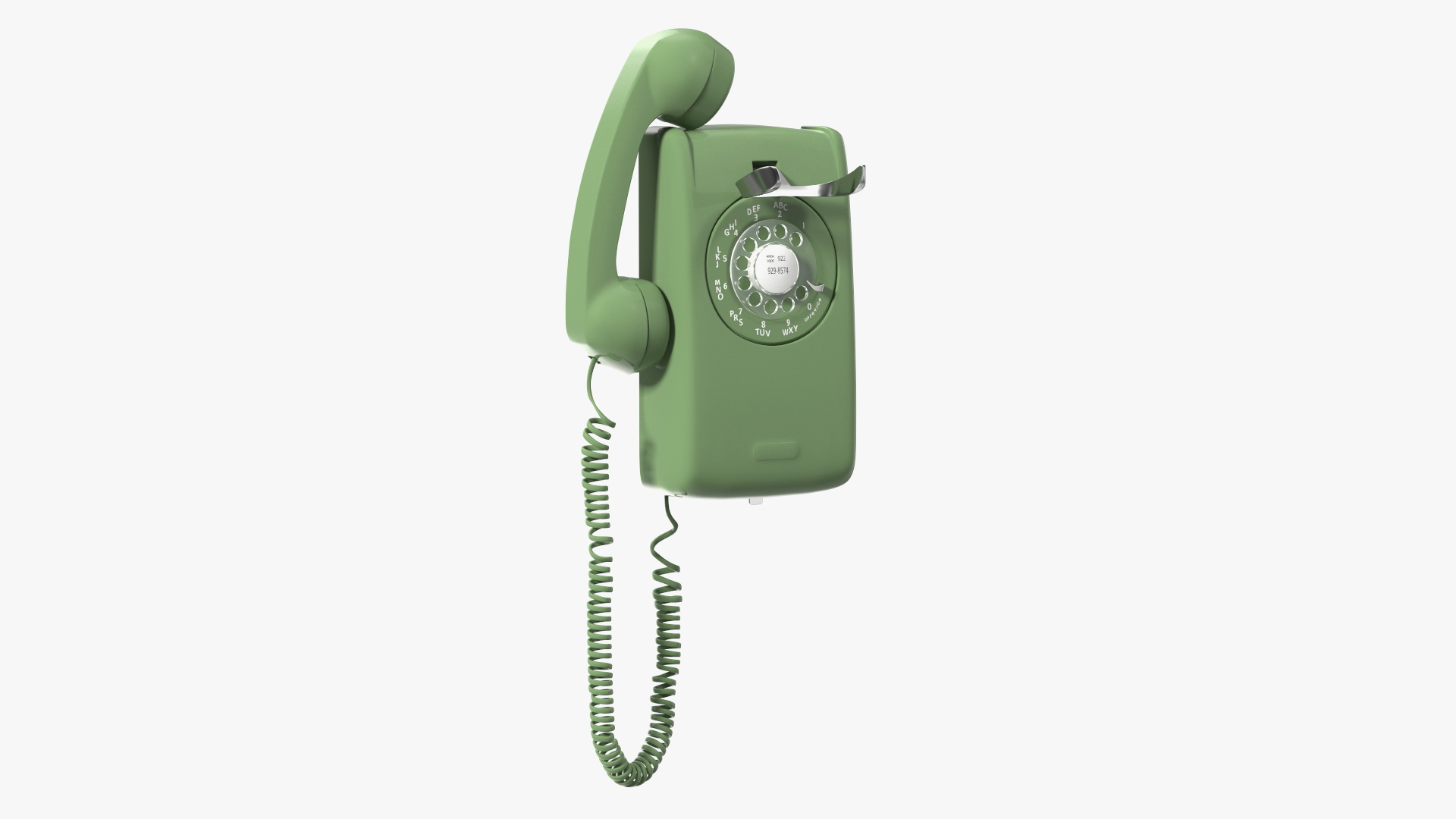 3D model Vintage Landline Rotary Wall Phone Green