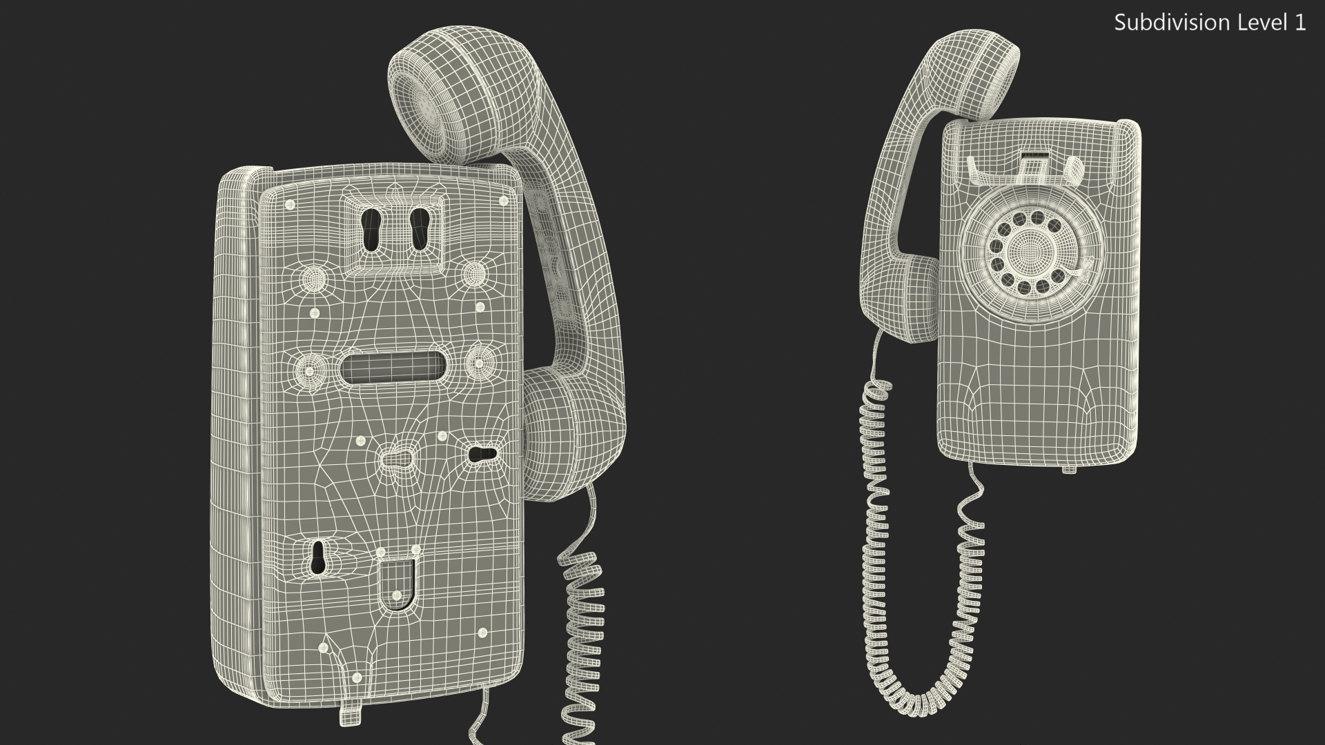 3D model Vintage Landline Rotary Wall Phone Green