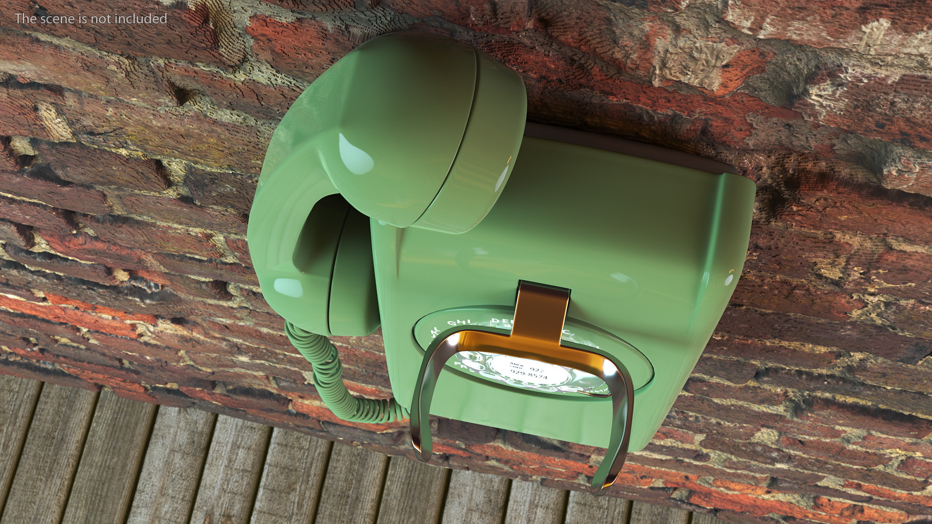 3D model Vintage Landline Rotary Wall Phone Green