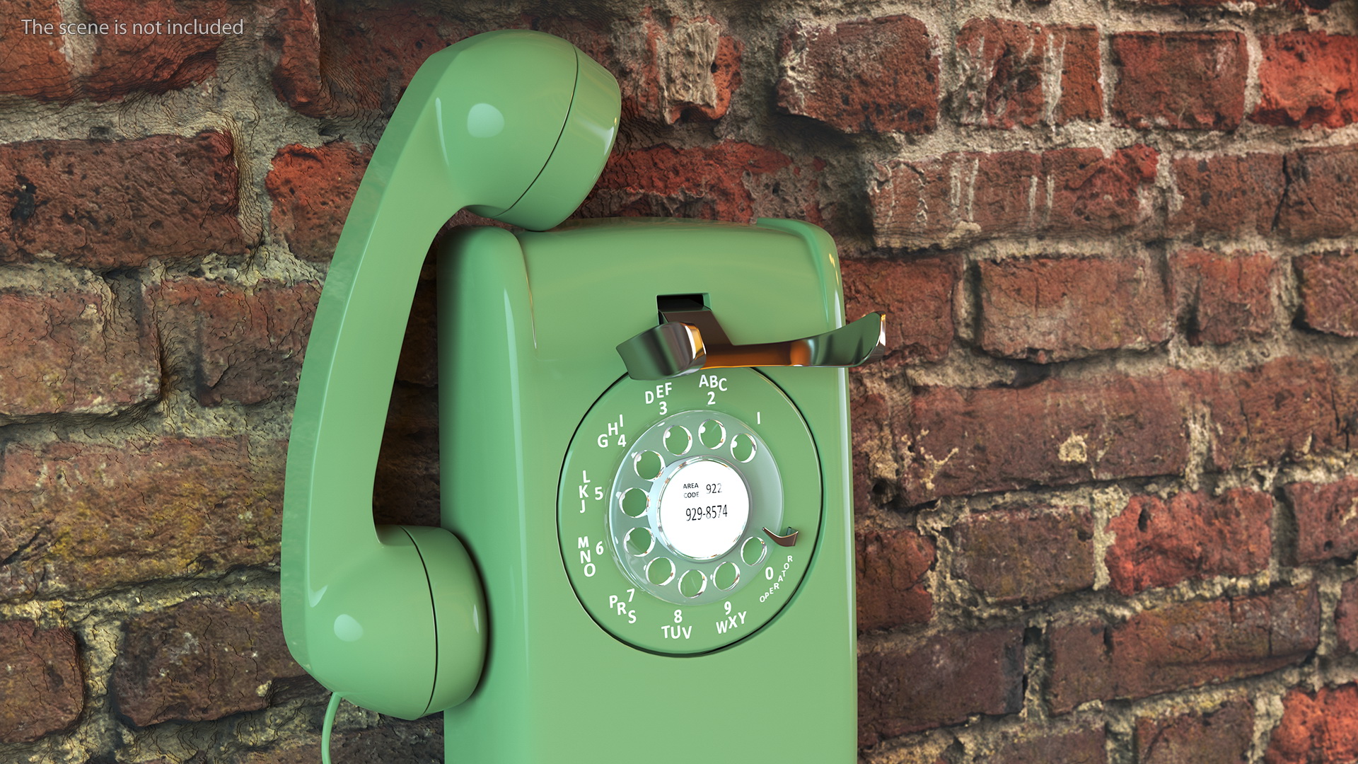 3D model Vintage Landline Rotary Wall Phone Green
