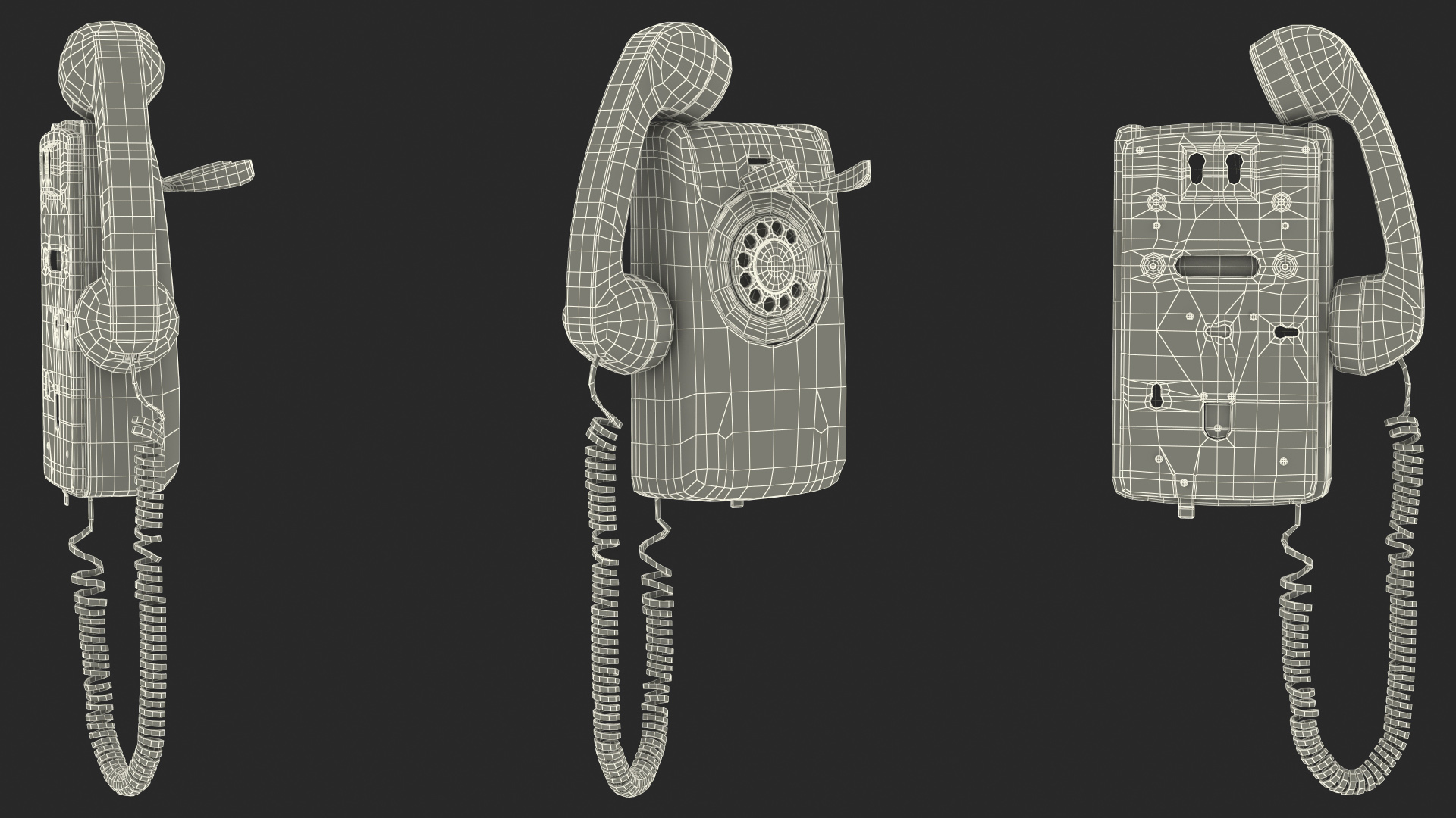 3D model Vintage Landline Rotary Wall Phone Green