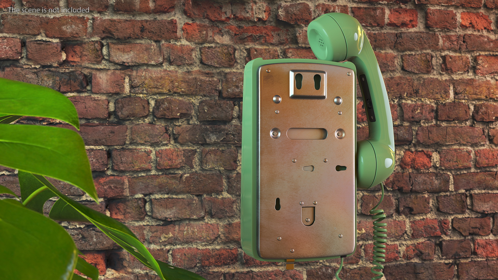 3D model Vintage Landline Rotary Wall Phone Green