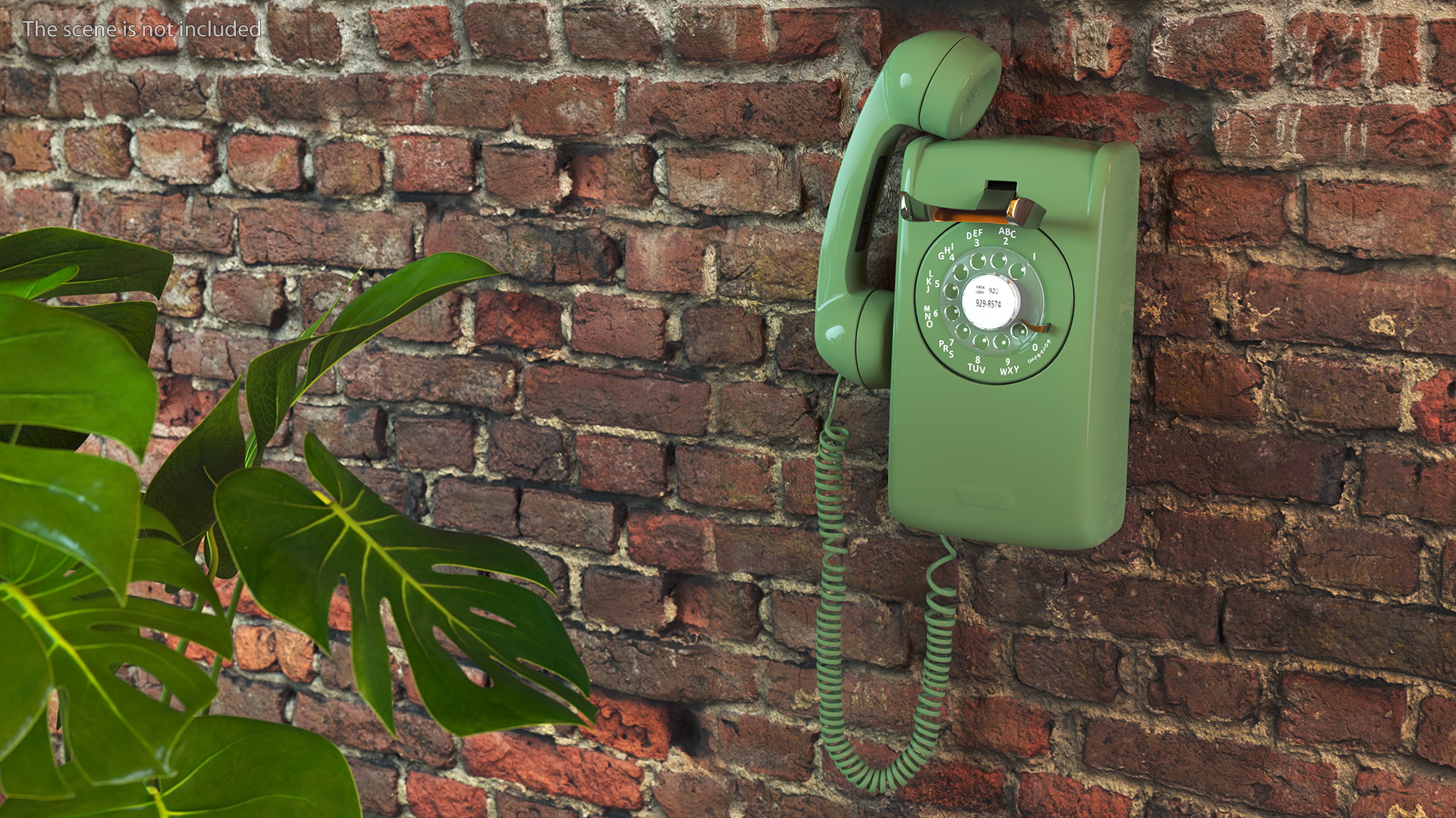 3D model Vintage Landline Rotary Wall Phone Green
