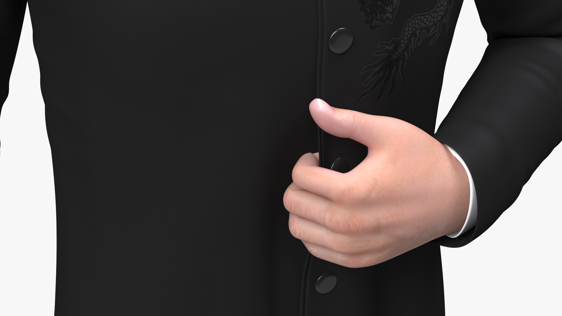 Asian Man Tunic Suit Standing Pose 3D model