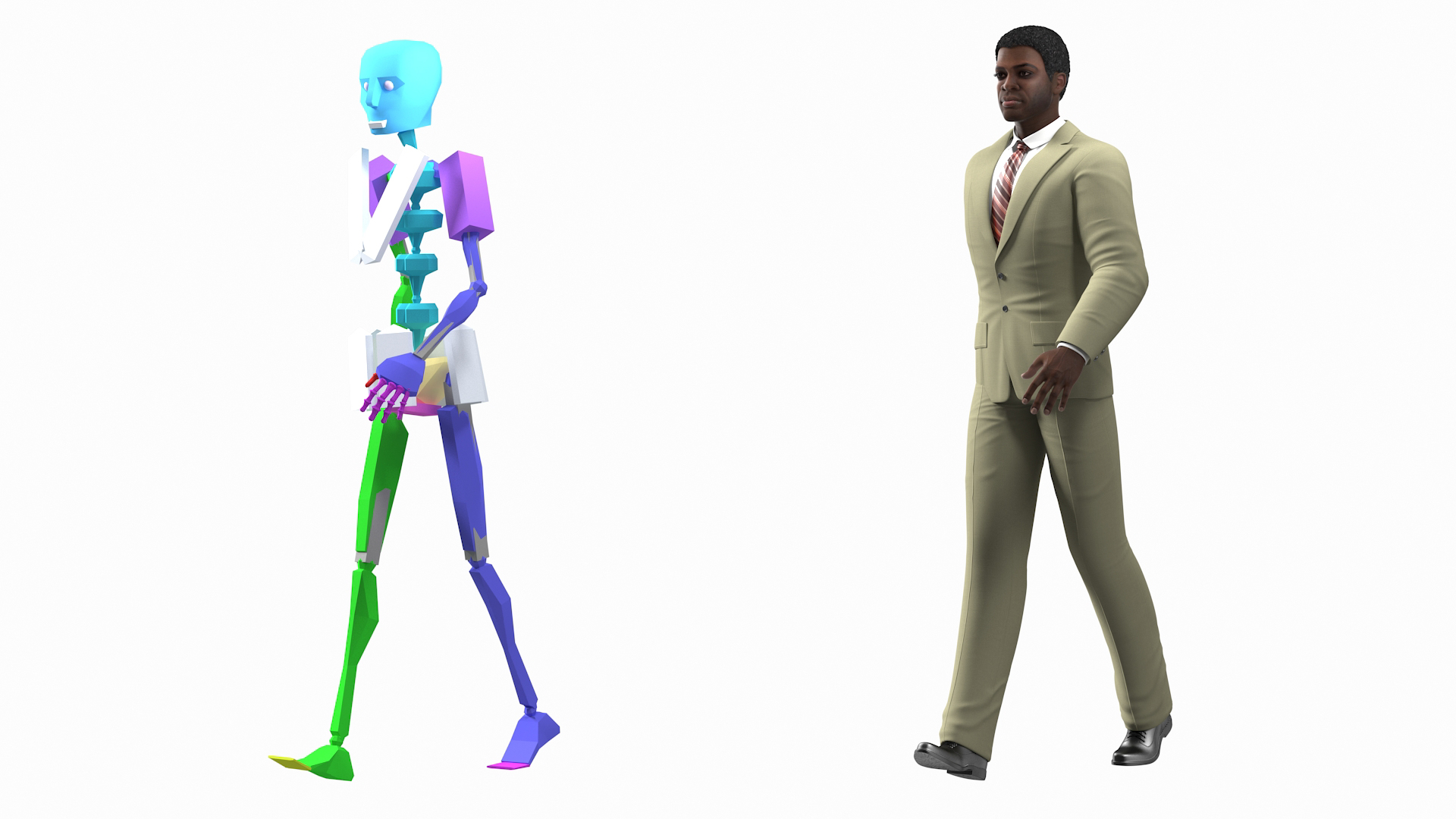 3D Dark Skin Black Man in Formal Suit Rigged