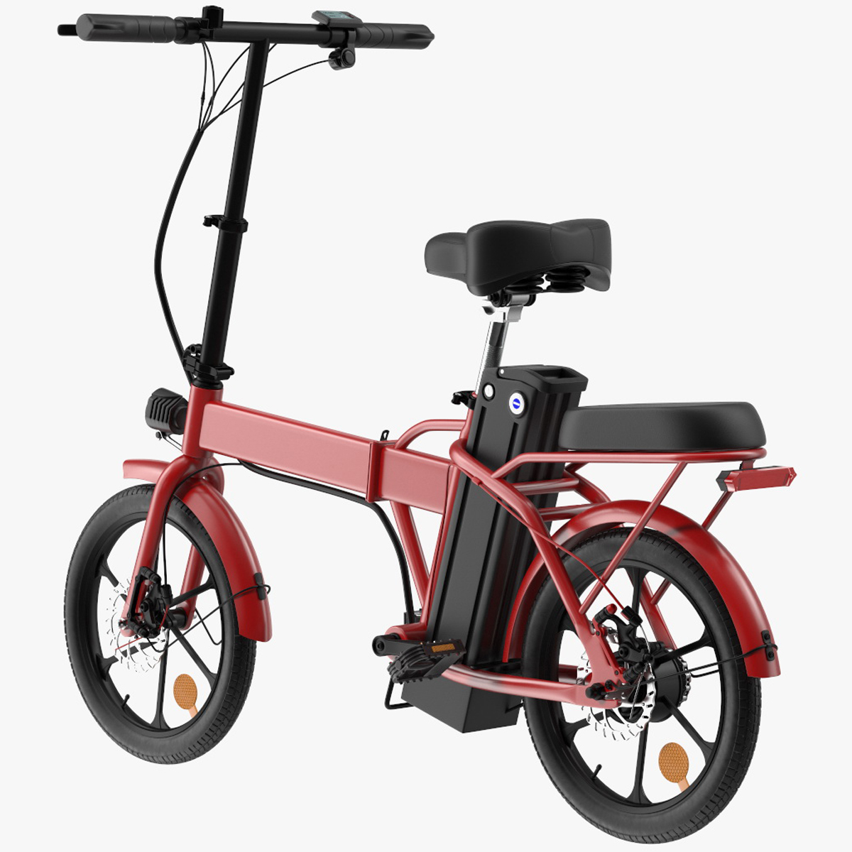 3D Foldable E-Bicycle Red Rigged for Cinema 4D model