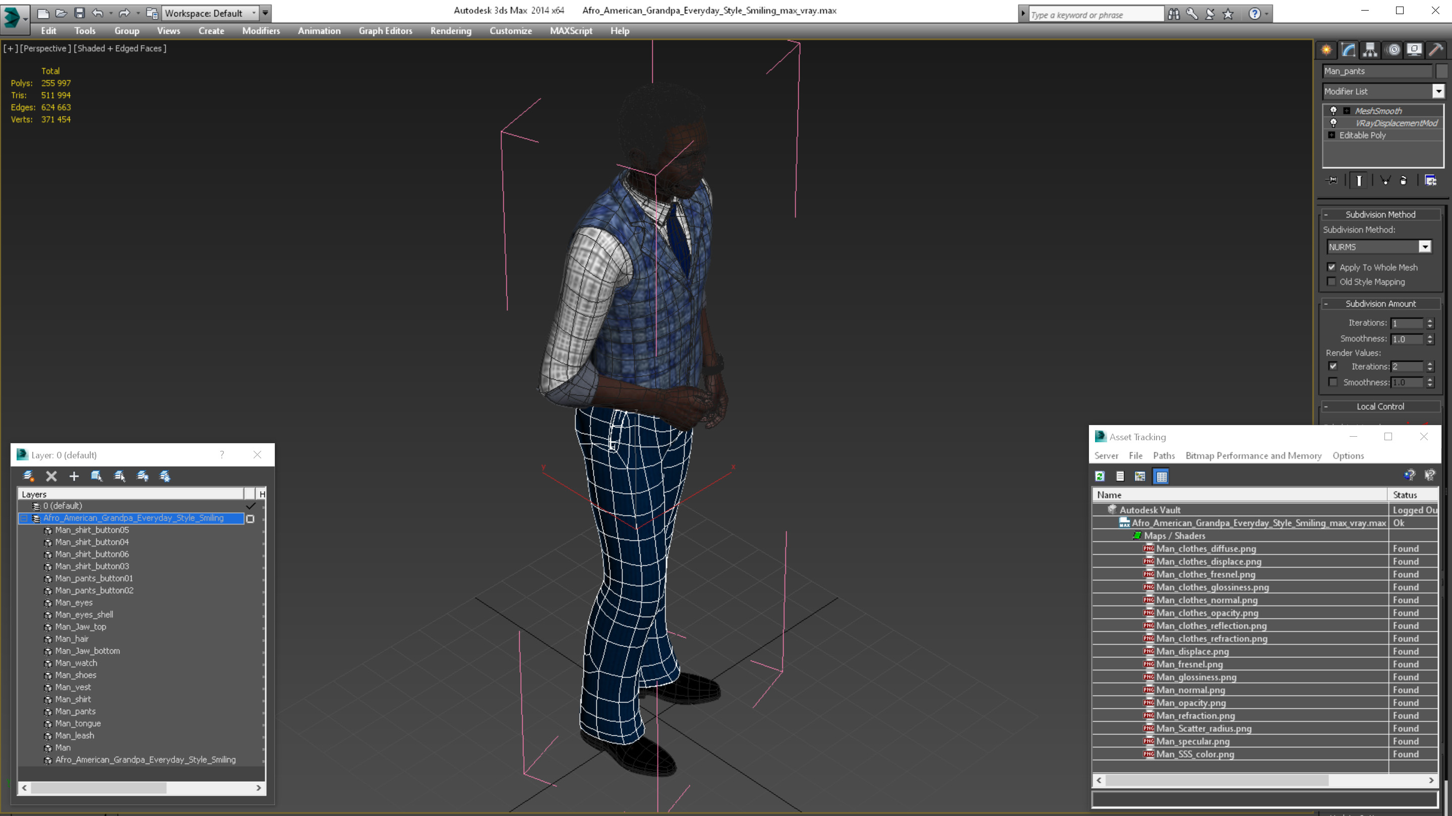 Afro American Grandpa Everyday Style Smiling 3D model