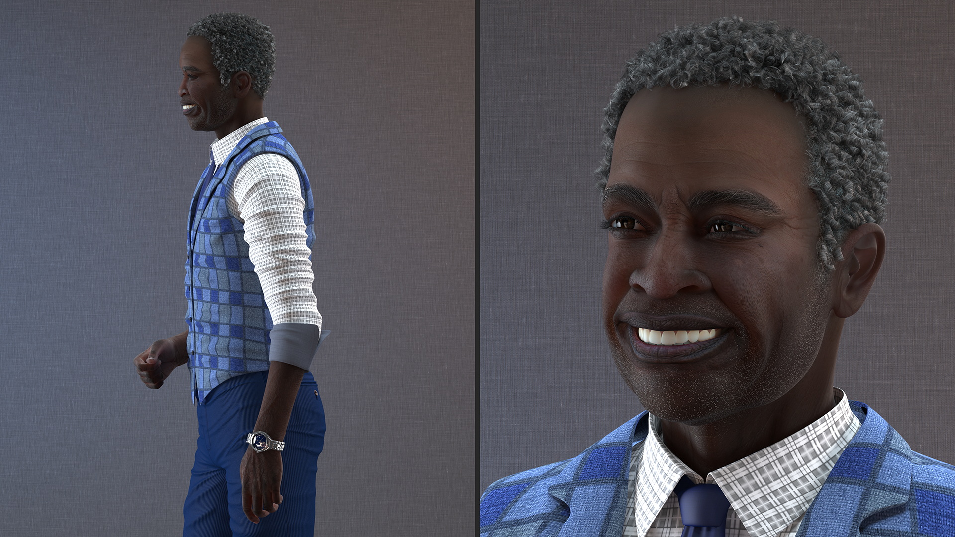 Afro American Grandpa Everyday Style Smiling 3D model