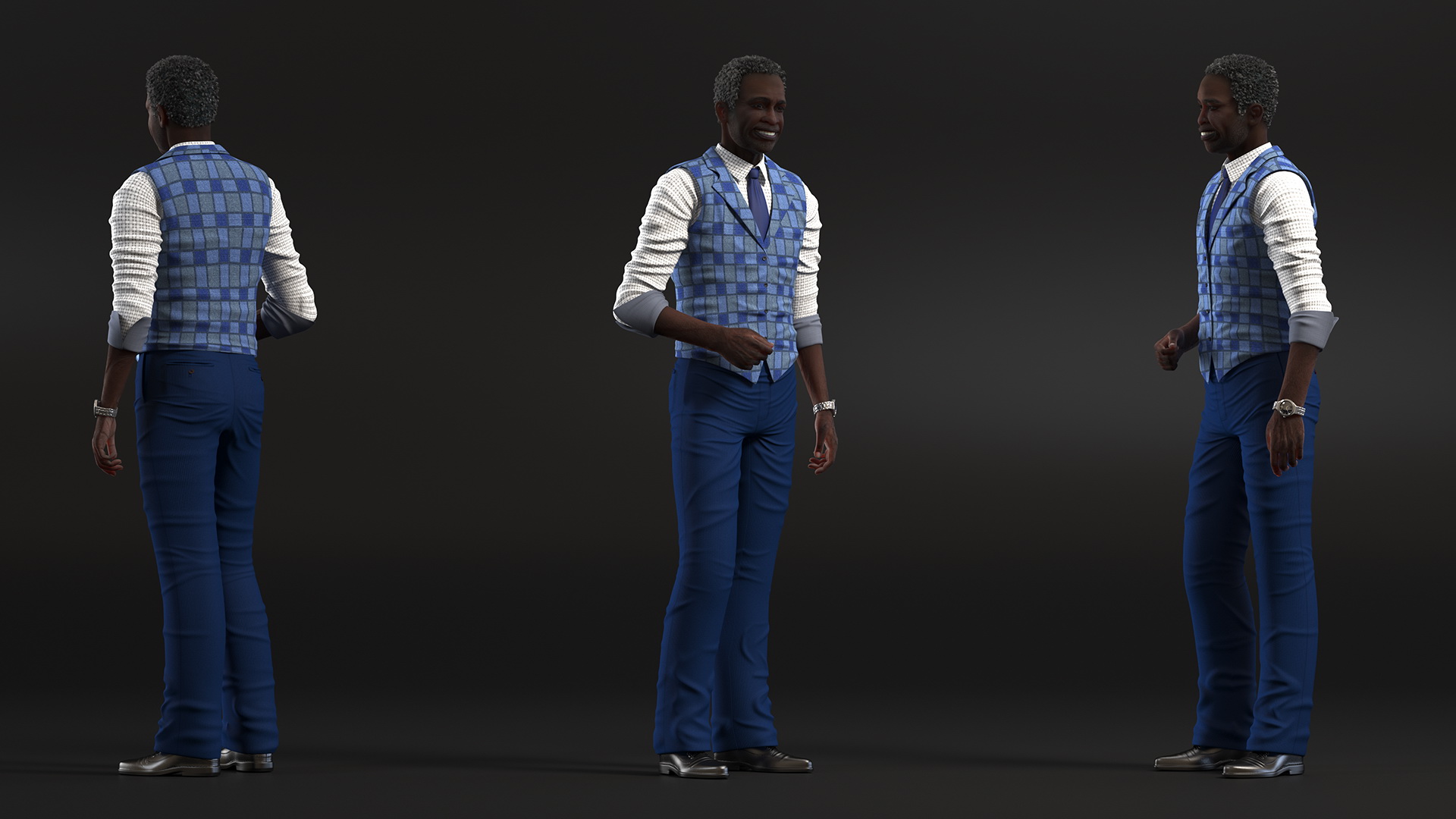 Afro American Grandpa Everyday Style Smiling 3D model