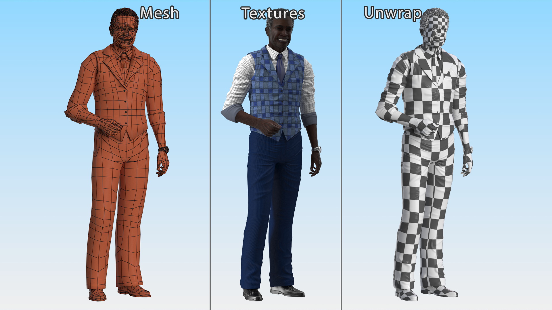 Afro American Grandpa Everyday Style Smiling 3D model