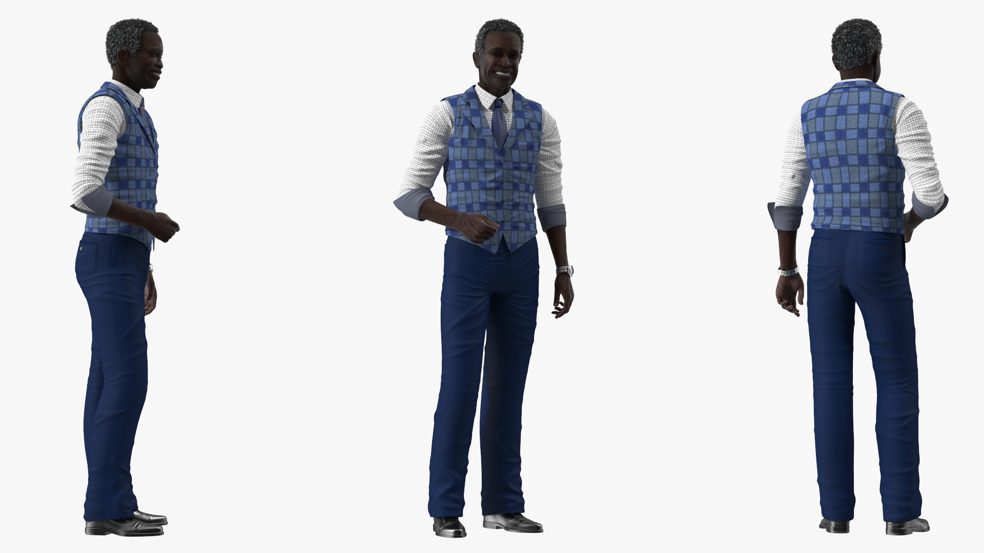 Afro American Grandpa Everyday Style Smiling 3D model