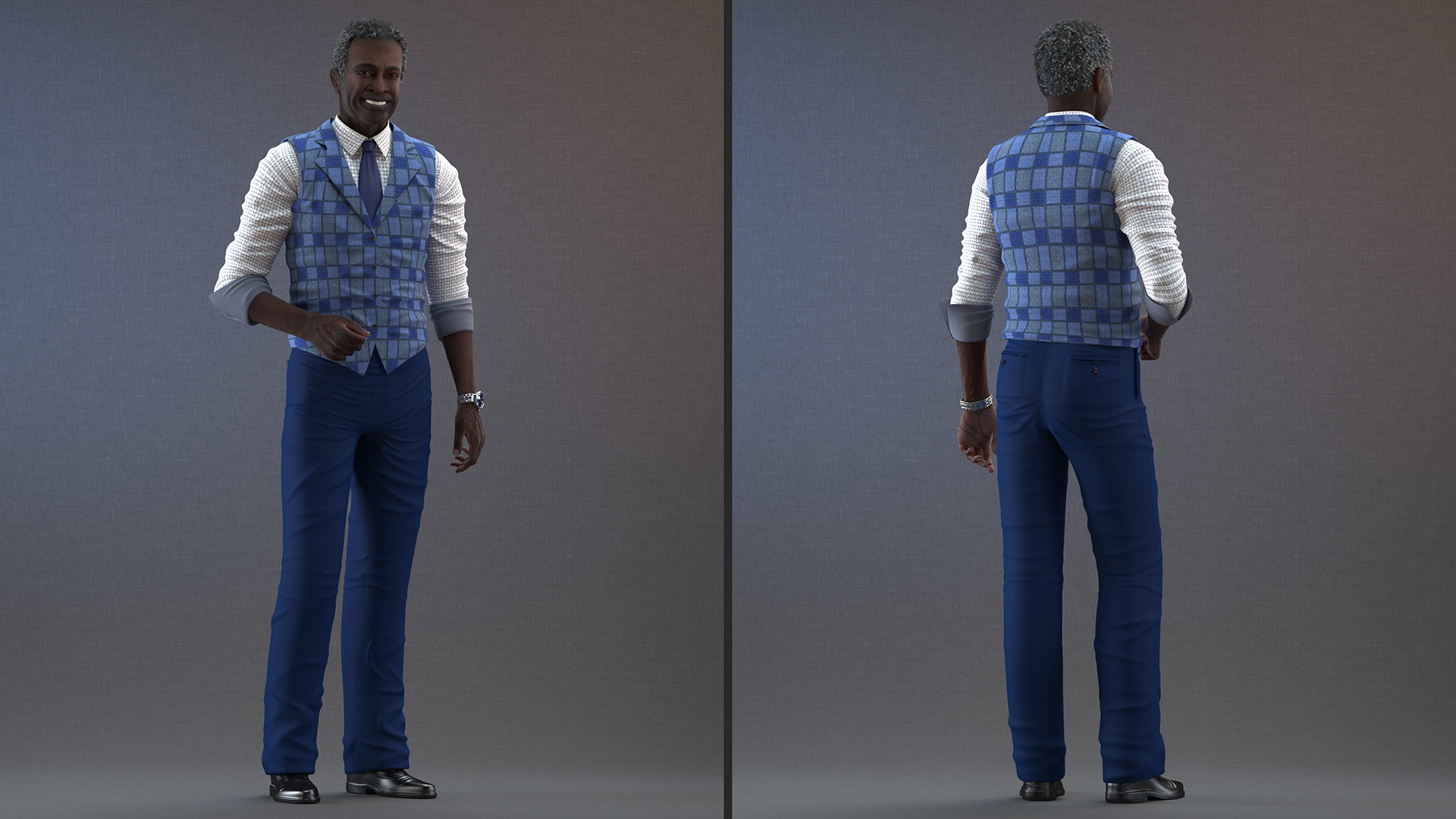 Afro American Grandpa Everyday Style Smiling 3D model