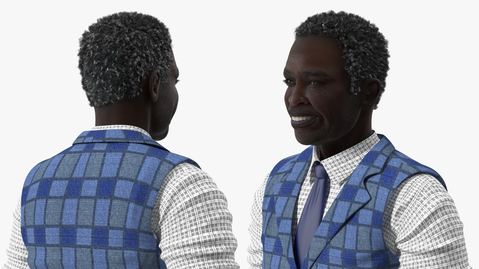 Afro American Grandpa Everyday Style Smiling 3D model