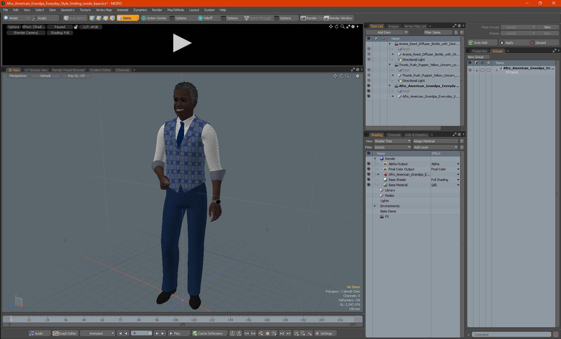 Afro American Grandpa Everyday Style Smiling 3D model
